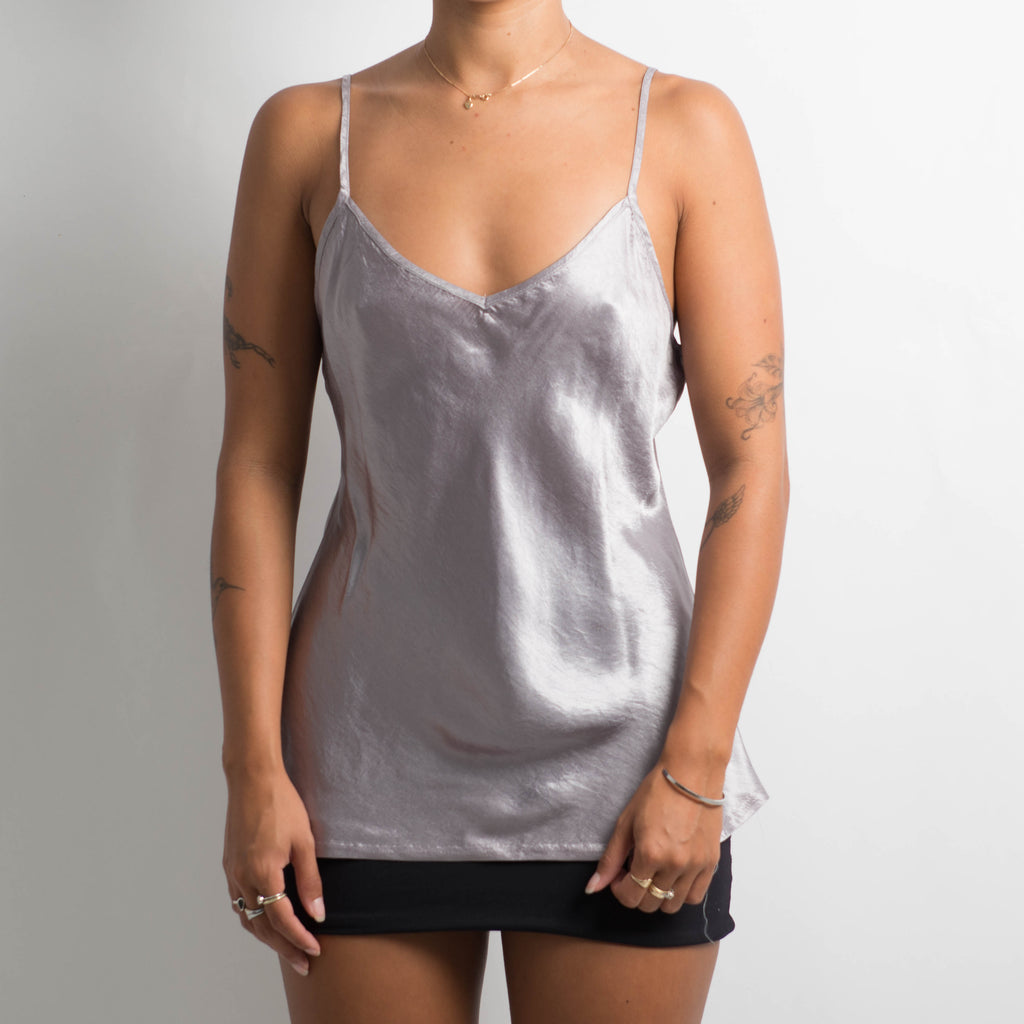 SILVER SATIN CAMISOLE