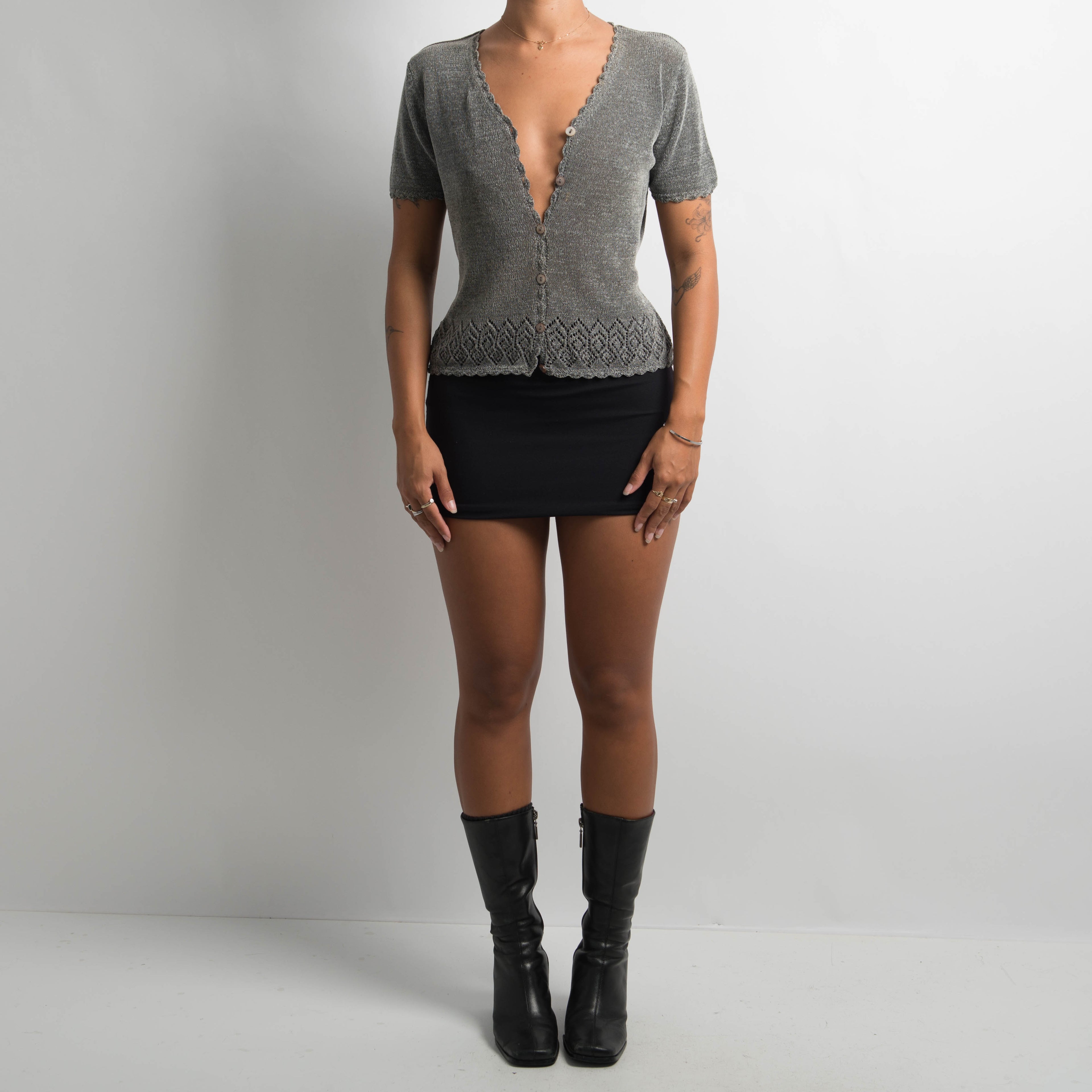 SILVER SHORT SLEEVE TOP