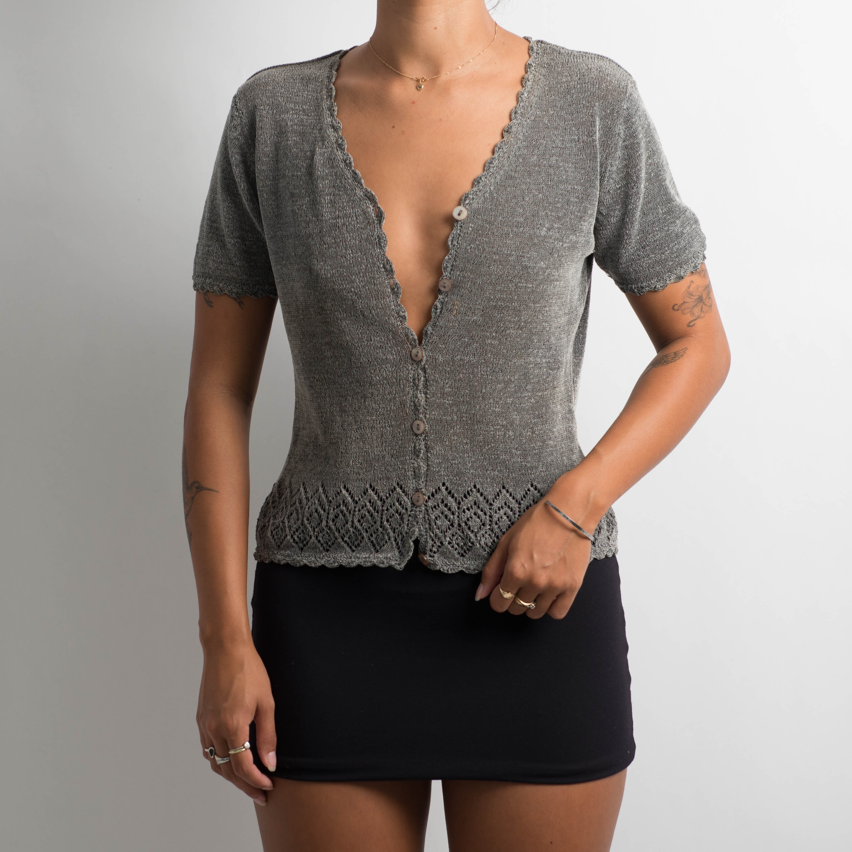 SILVER SHORT SLEEVE TOP