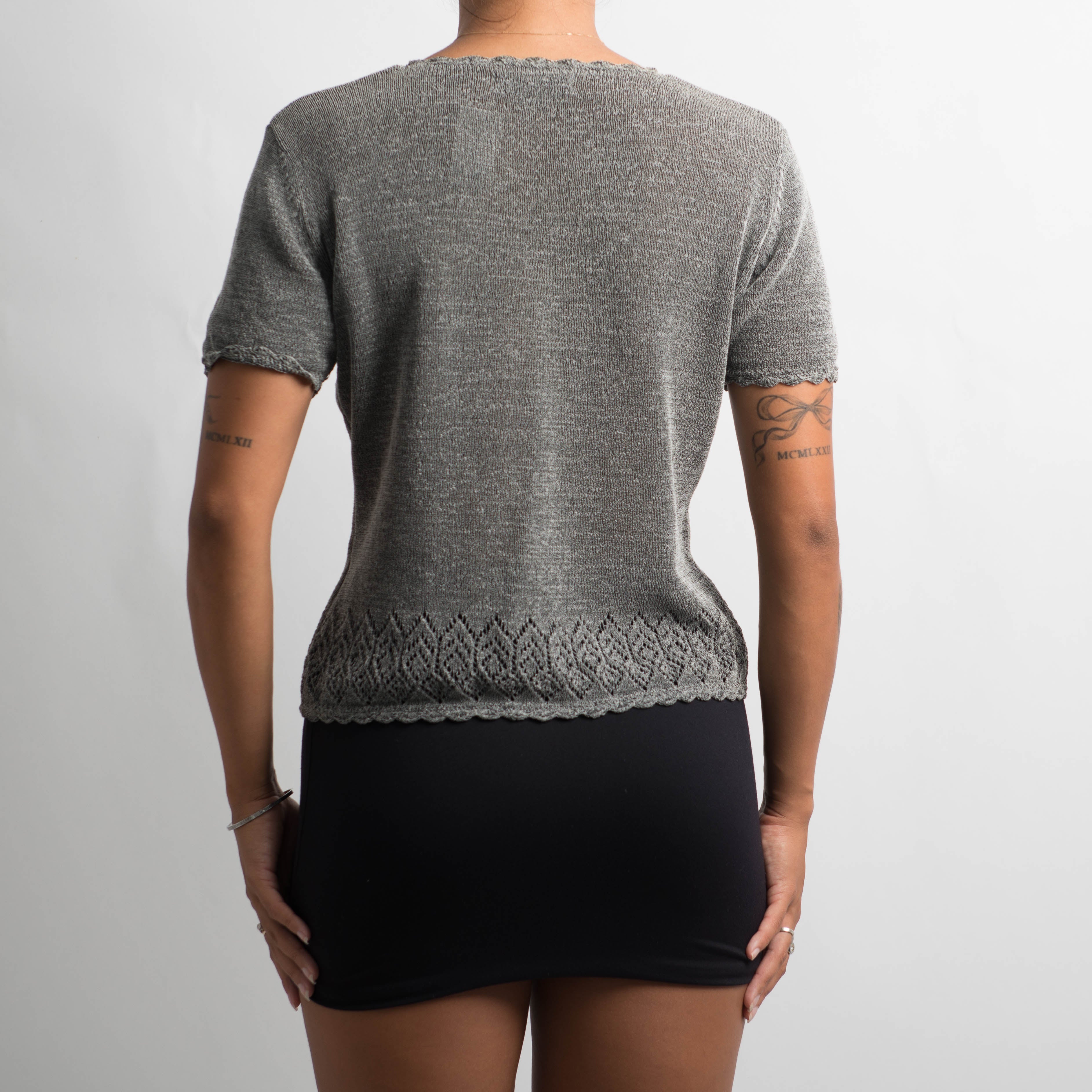 SILVER SHORT SLEEVE TOP