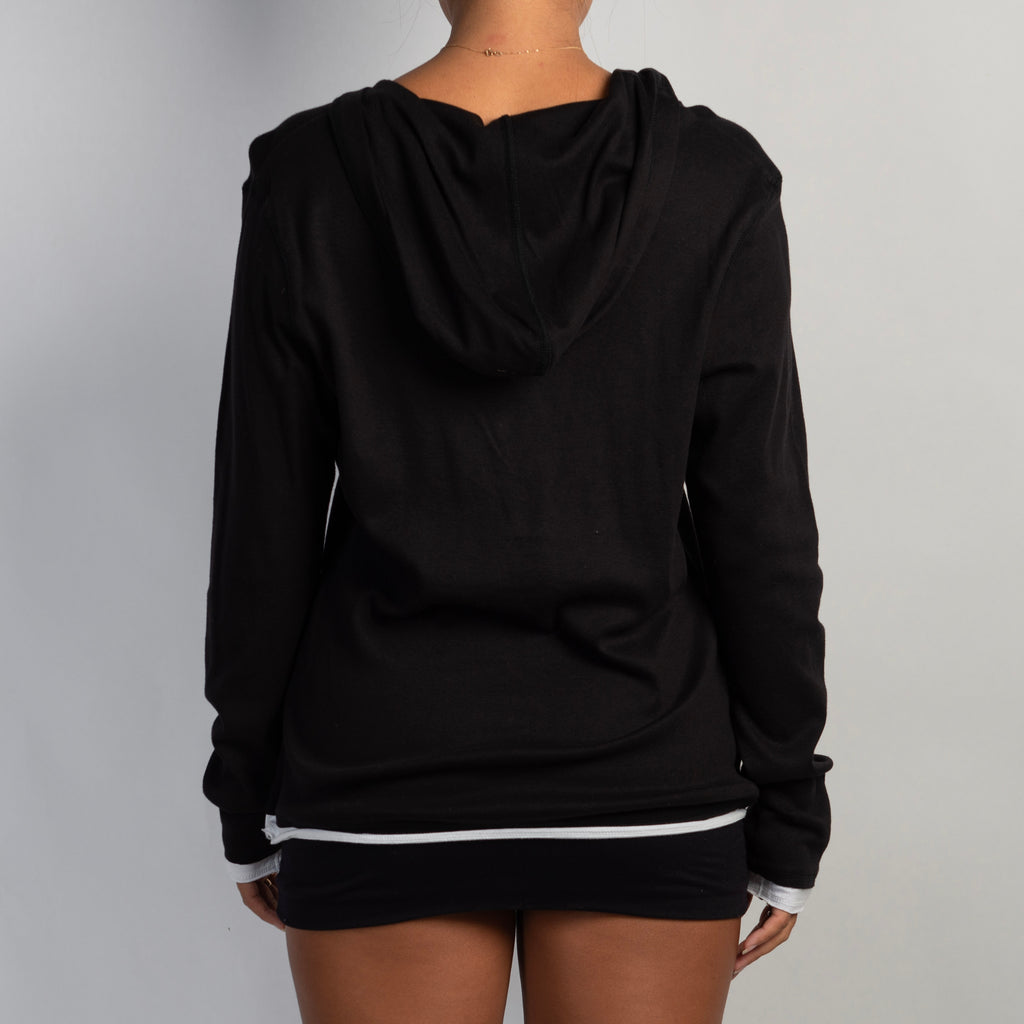 BLACK LAYERED HENLEY SHIRT