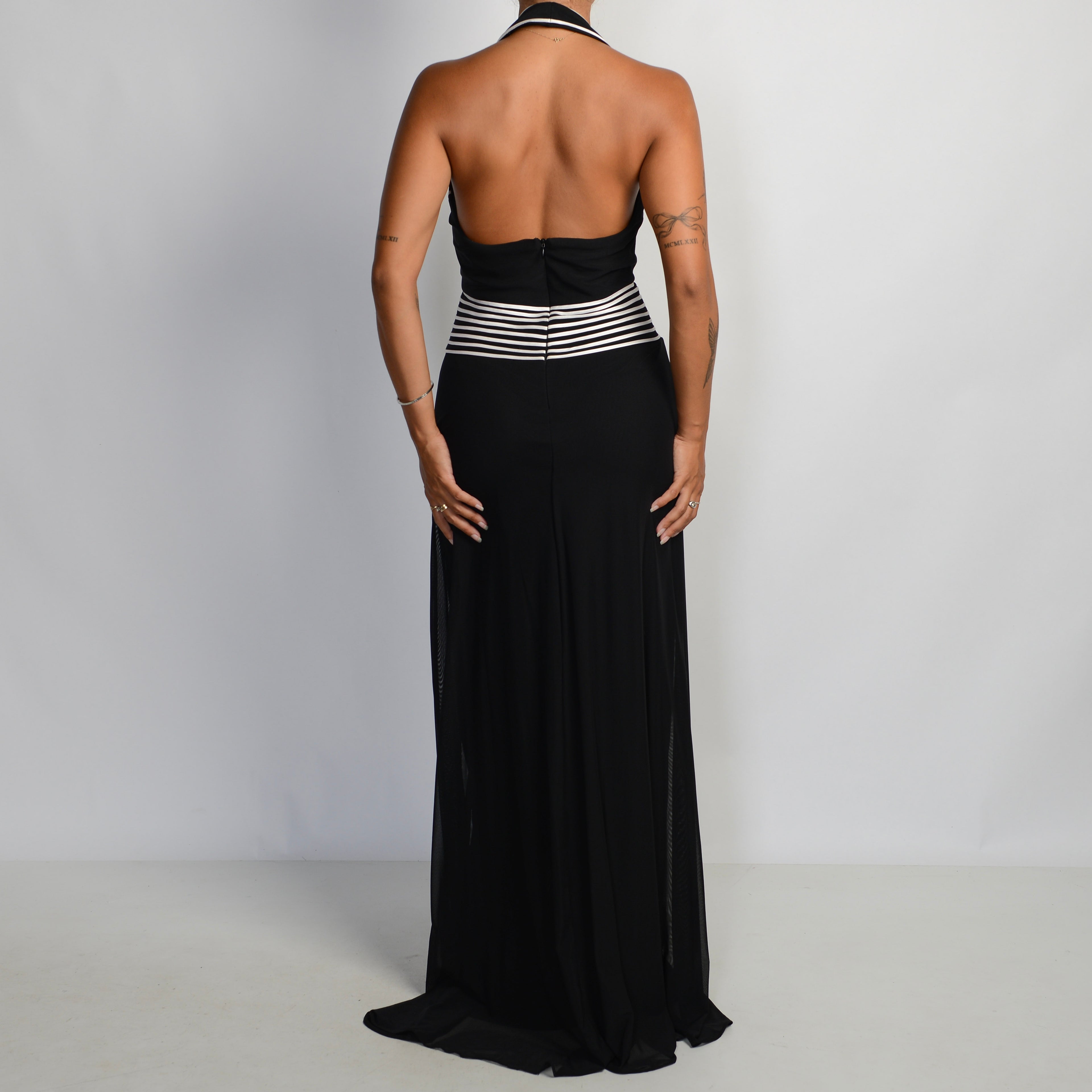 BLACK HALTER GOWN