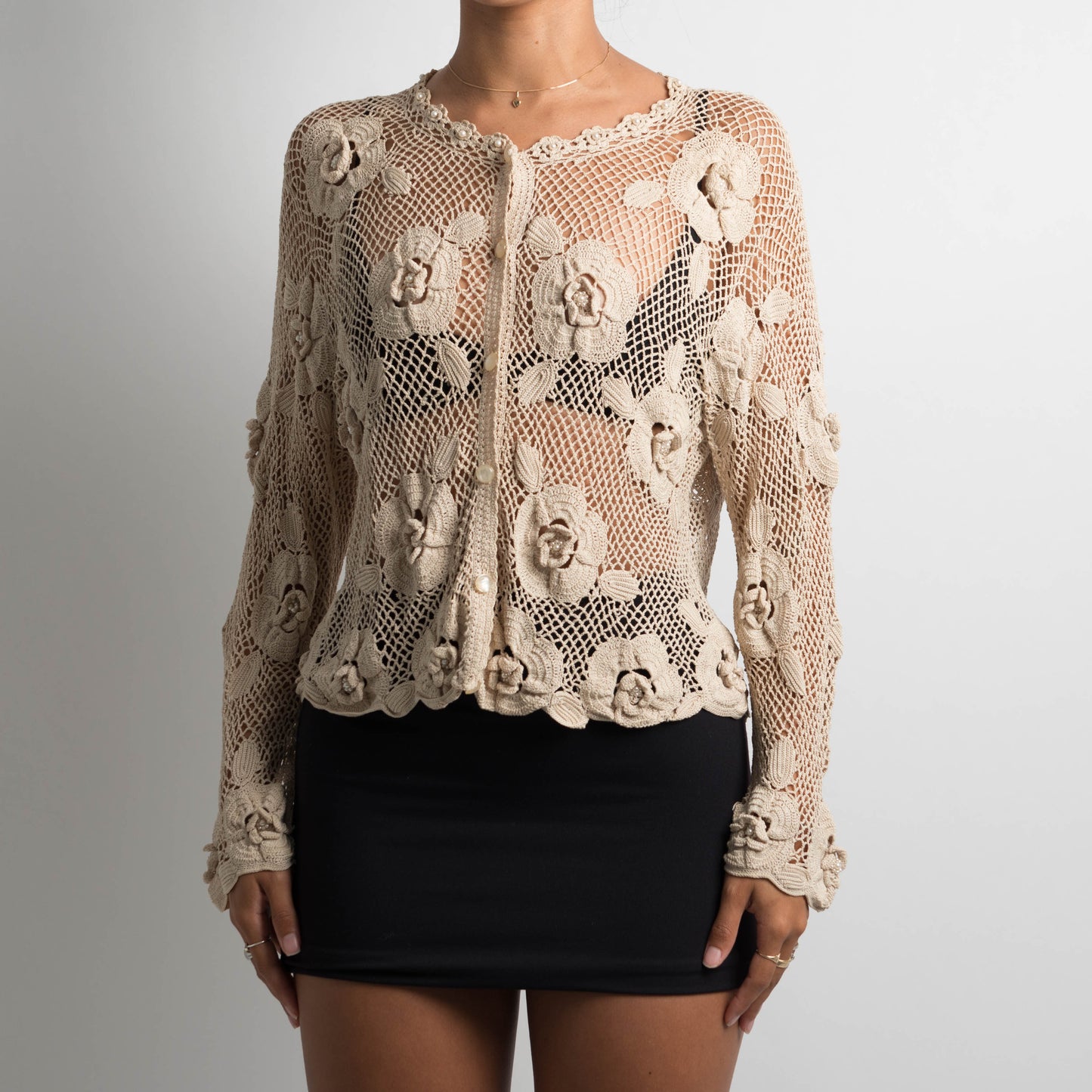 CREAM CROCHET CARDIGAN