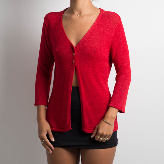 RED KNIT CARDIGAN