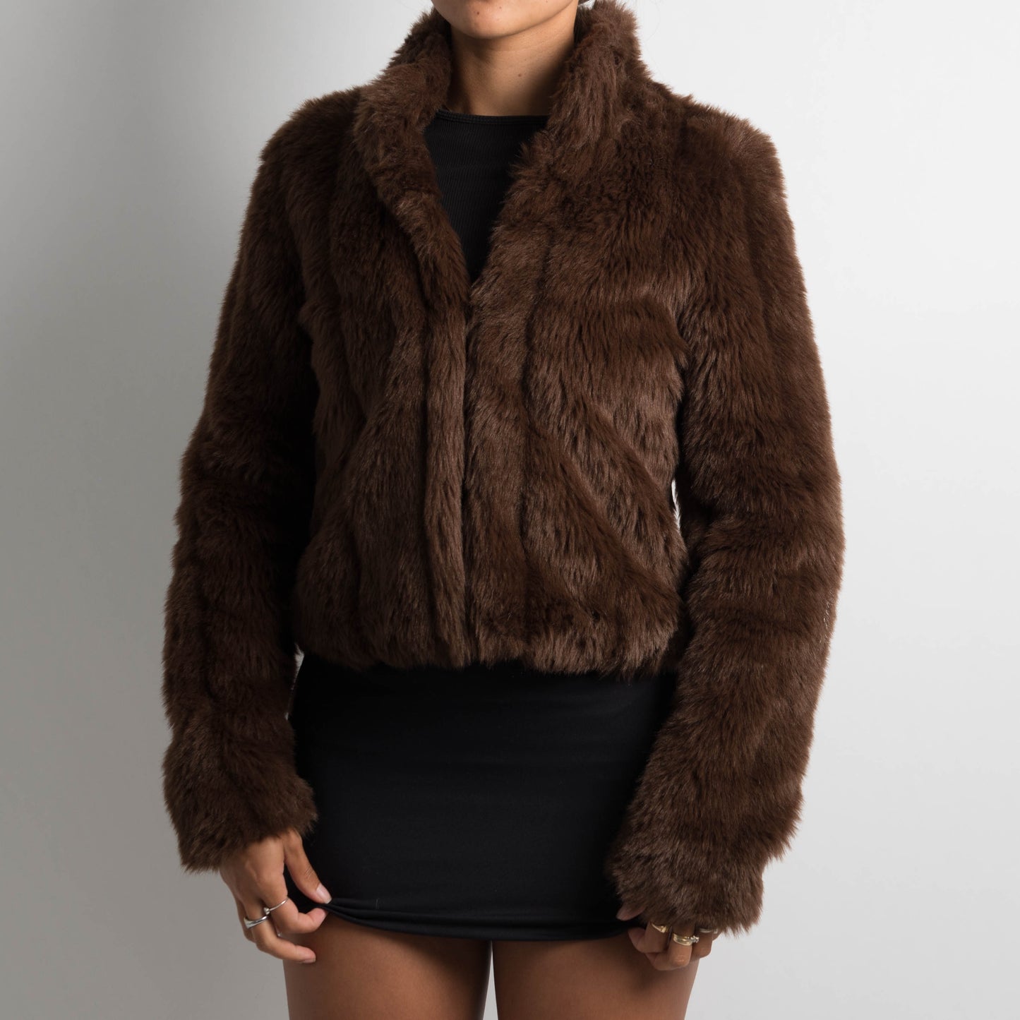 BROWN FAUX FUR JACKET