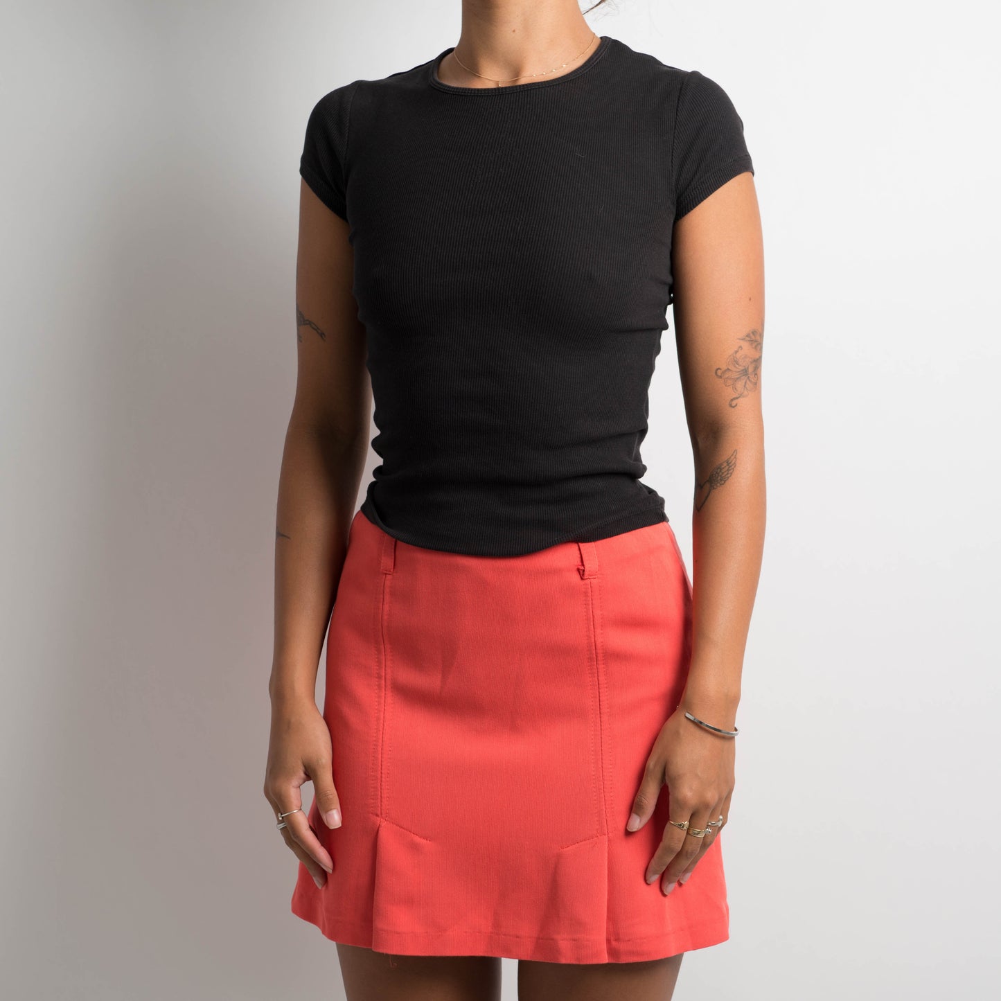 BRIGHT CORAL MINI SKIRT