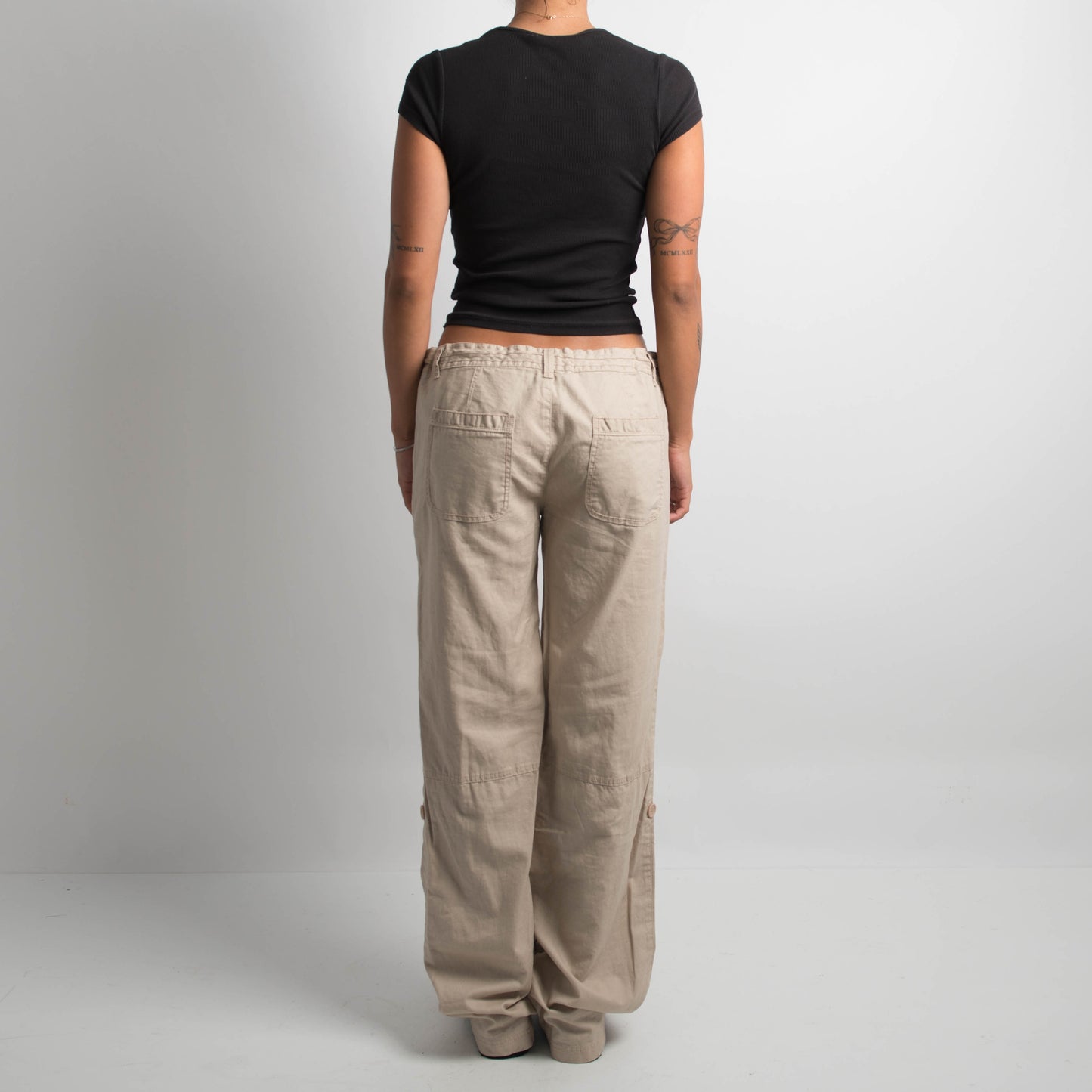 CREAM LINEN DRAWSTRING PANTS