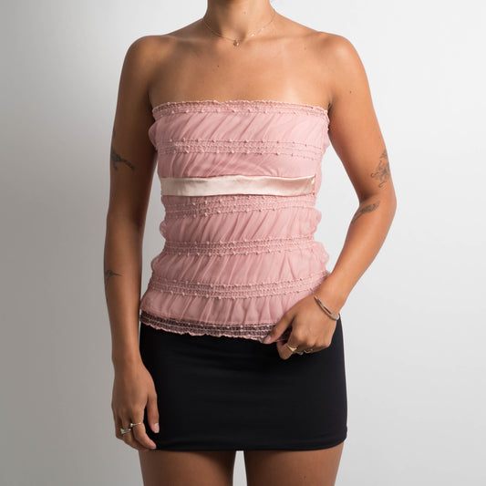 PINK MESH BANDEAU TOP