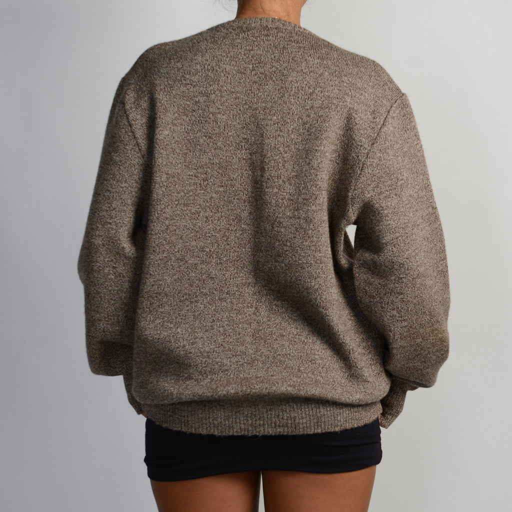 BROWN ARGYLE KNIT SWEATER