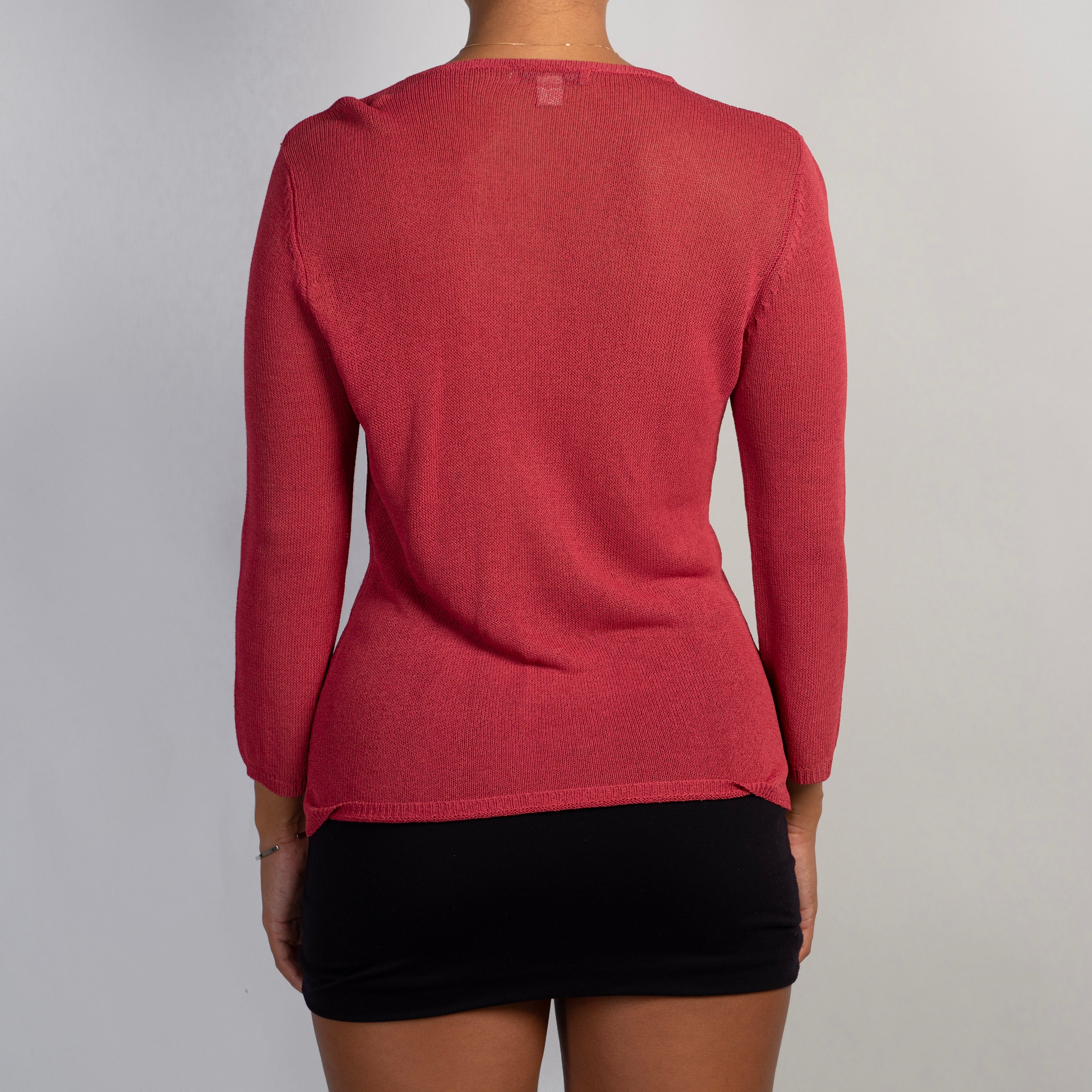 PINK KNIT RUFFLE TOP