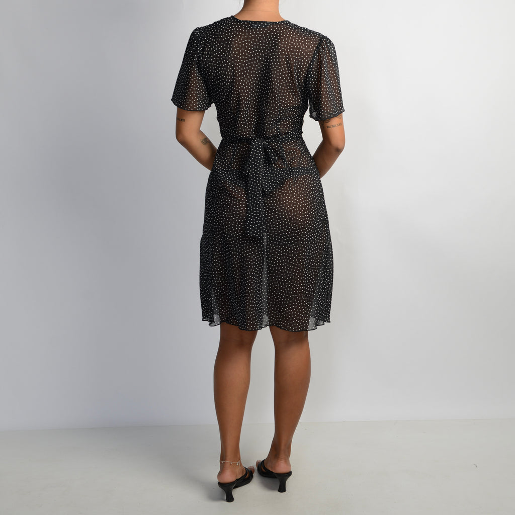 SHEER BLACK POLKA DOT DRESS