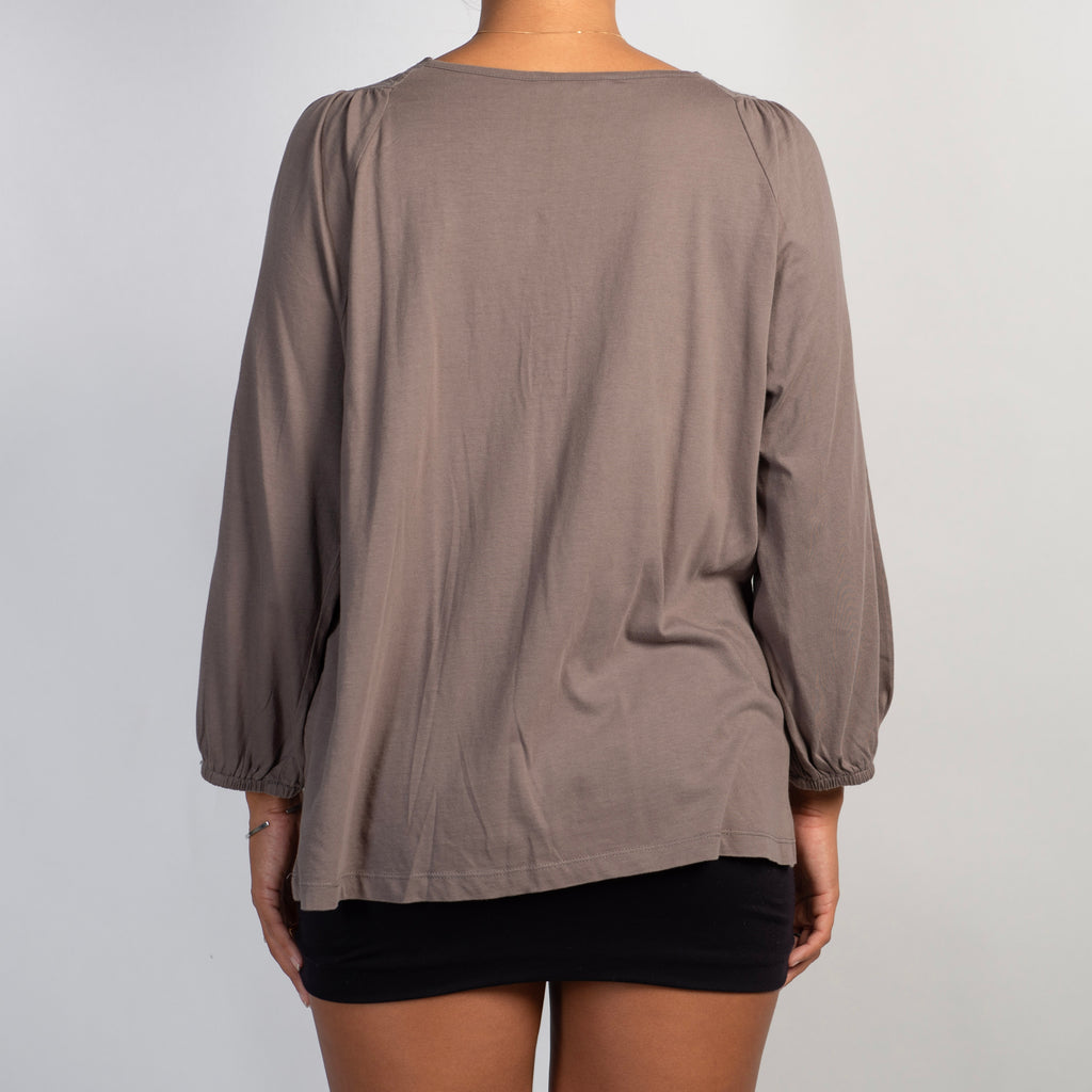 GREY PUFF SLEEVE TOP