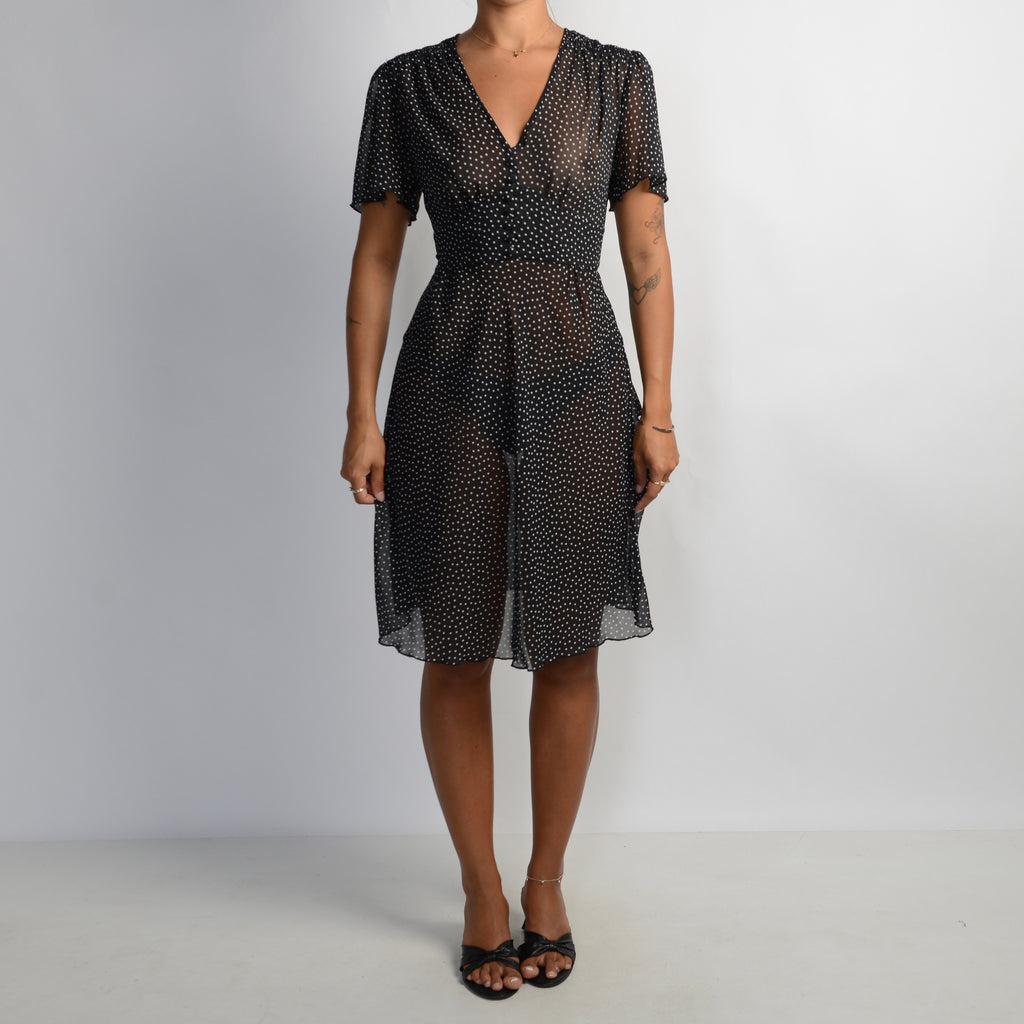 SHEER BLACK POLKA DOT DRESS