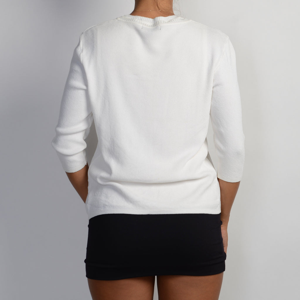 WHITE KNIT CARDIGAN SET