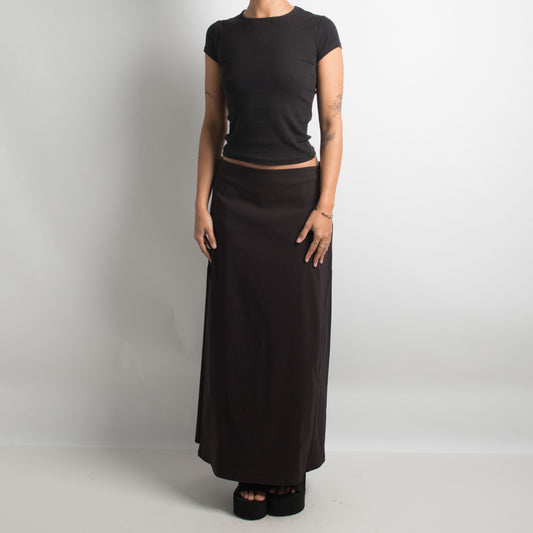 DARK BROWN LONGLINE SKIRT