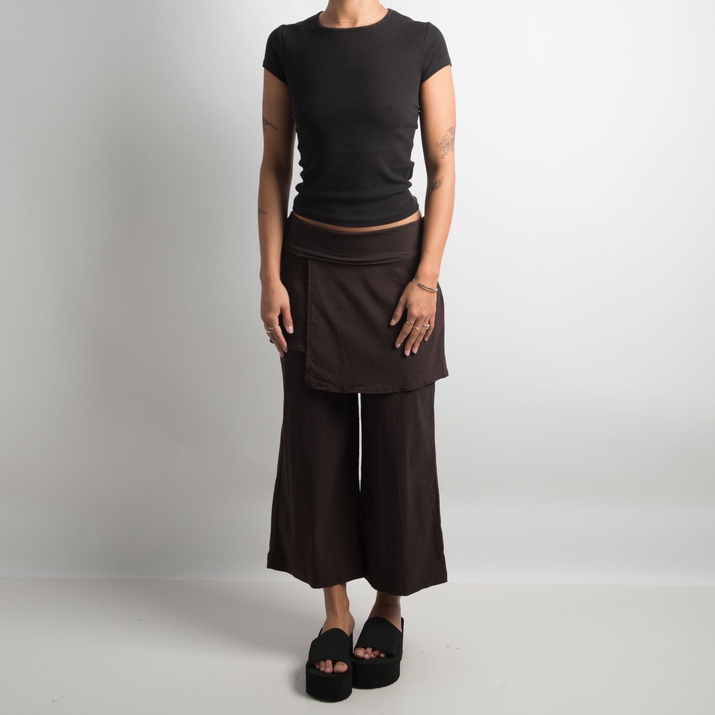 PANTALON JUPE ÉVASÉE MARRON