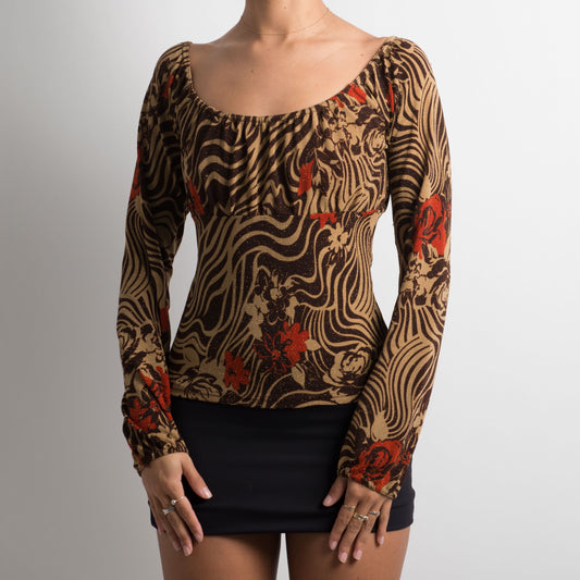 BROWN PATTERNED LONG SLEEVE