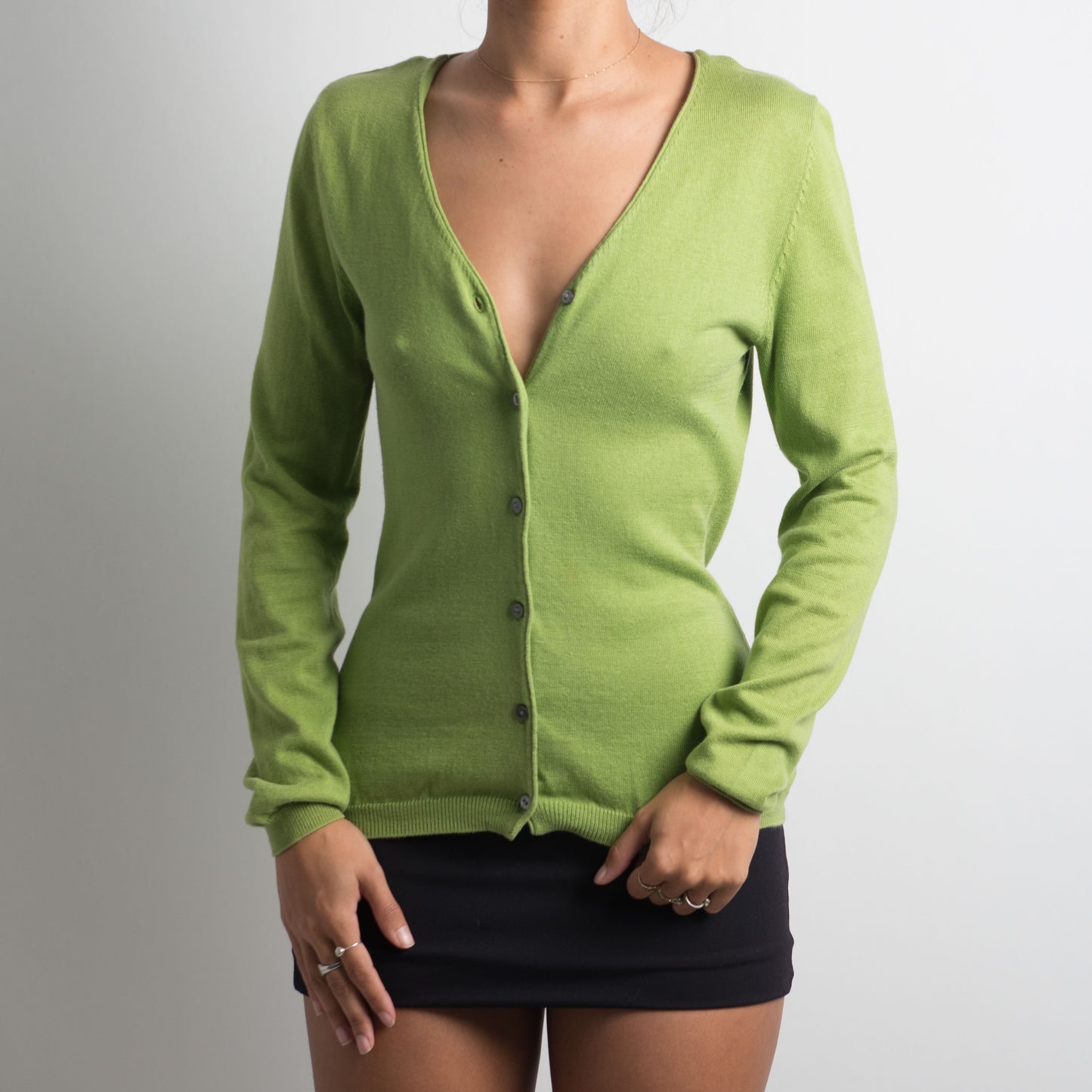 GREEN SILK CARDIGAN