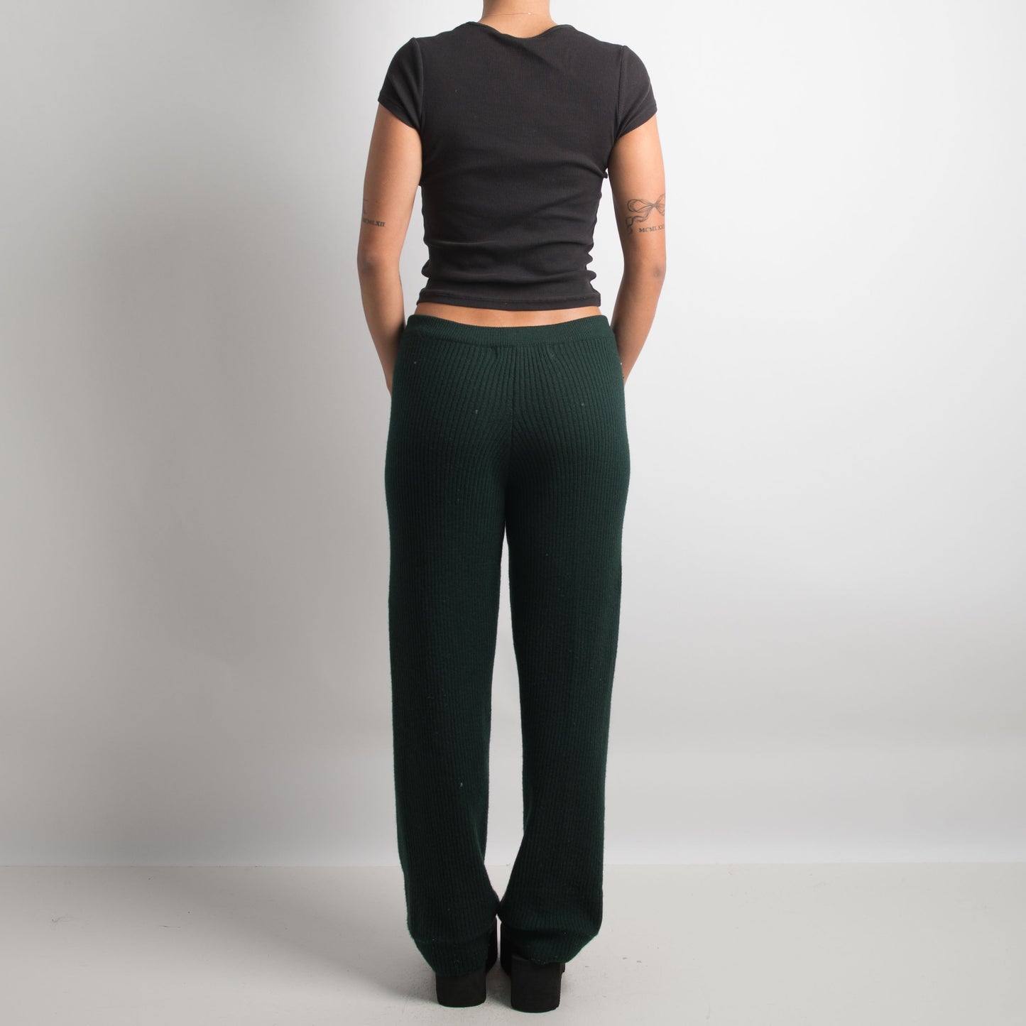 PANTALON EN TRICOT VERT FONCÉ