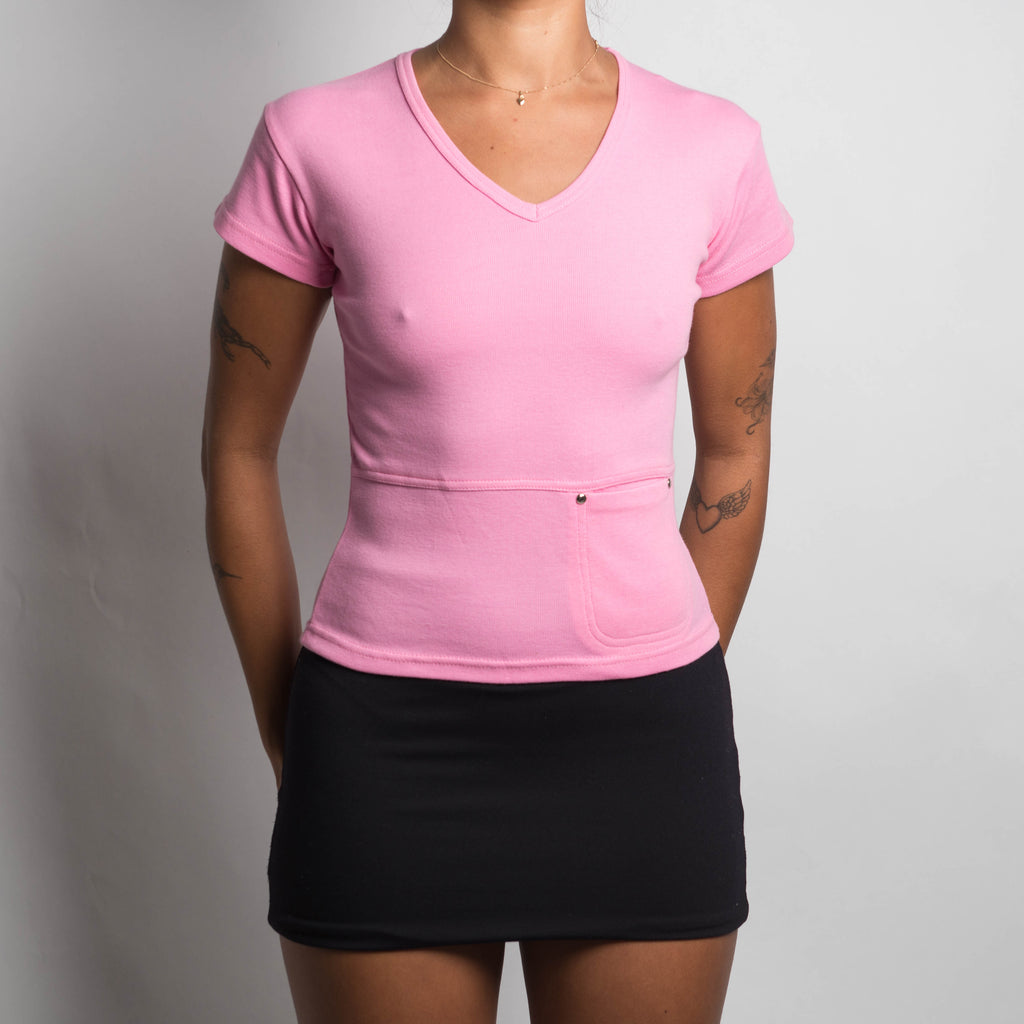 PINK COTTON POCKET TEE