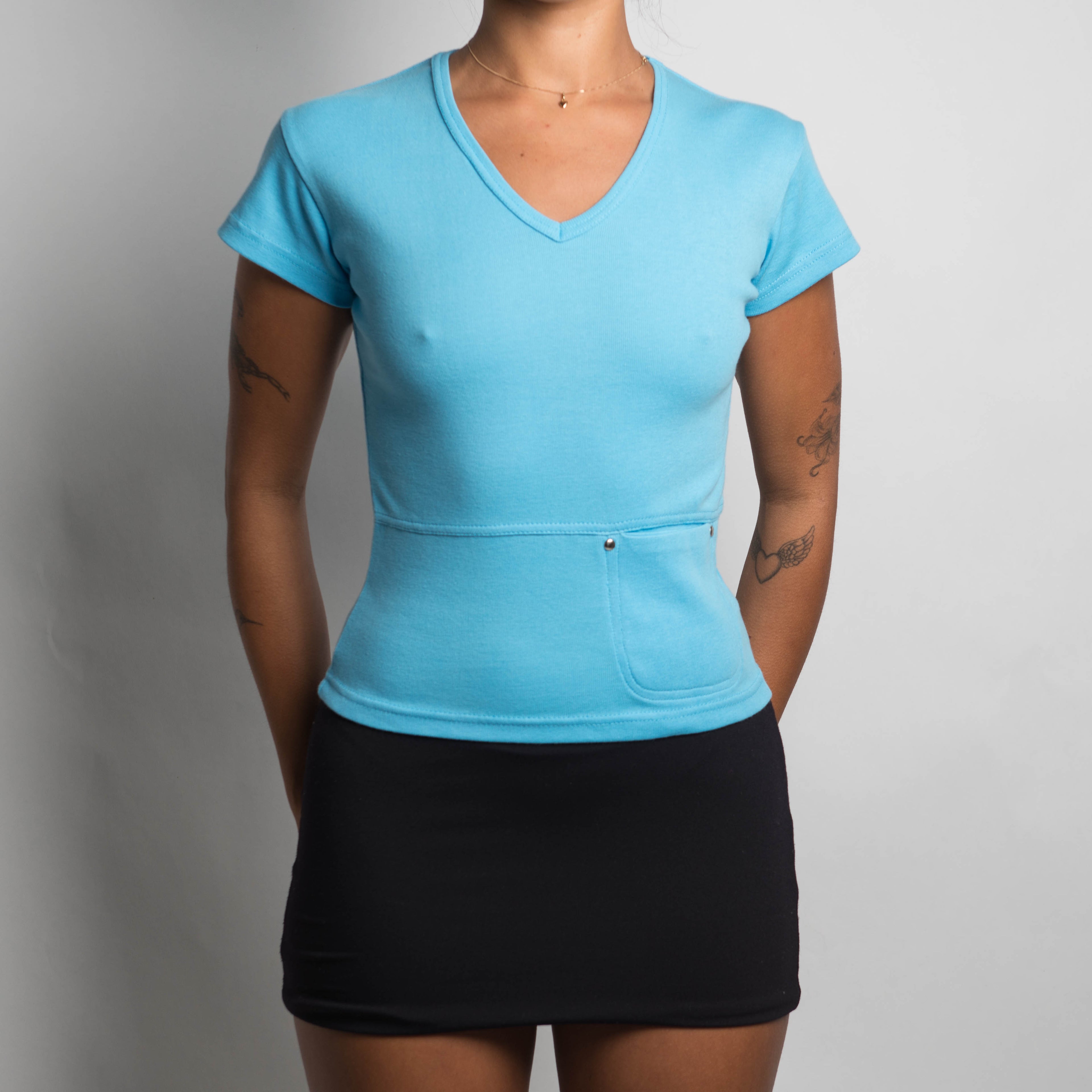 BLUE COTTON POCKET TEE