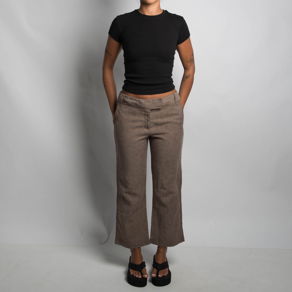 BROWN CROP TROUSERS