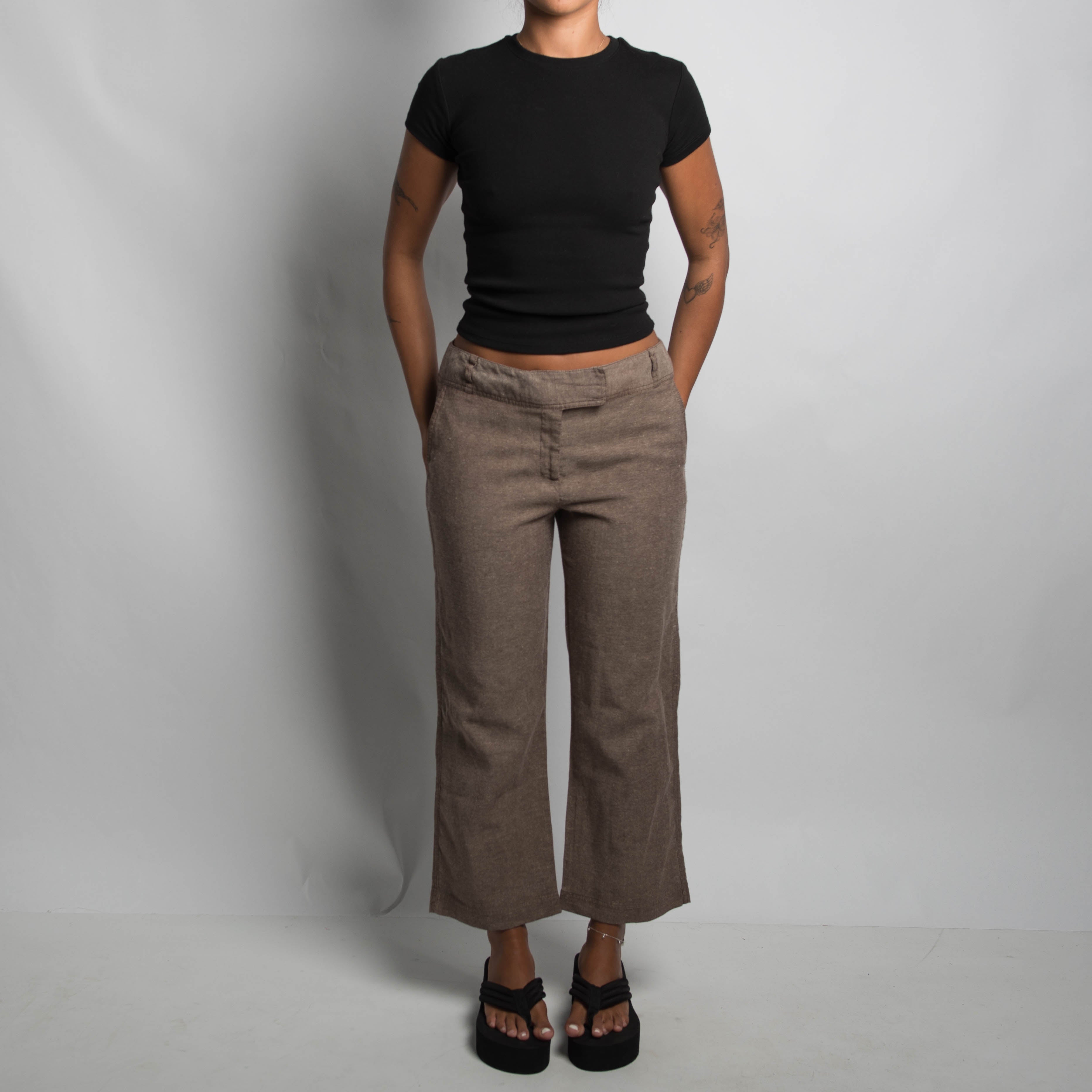 BROWN CROP TROUSERS