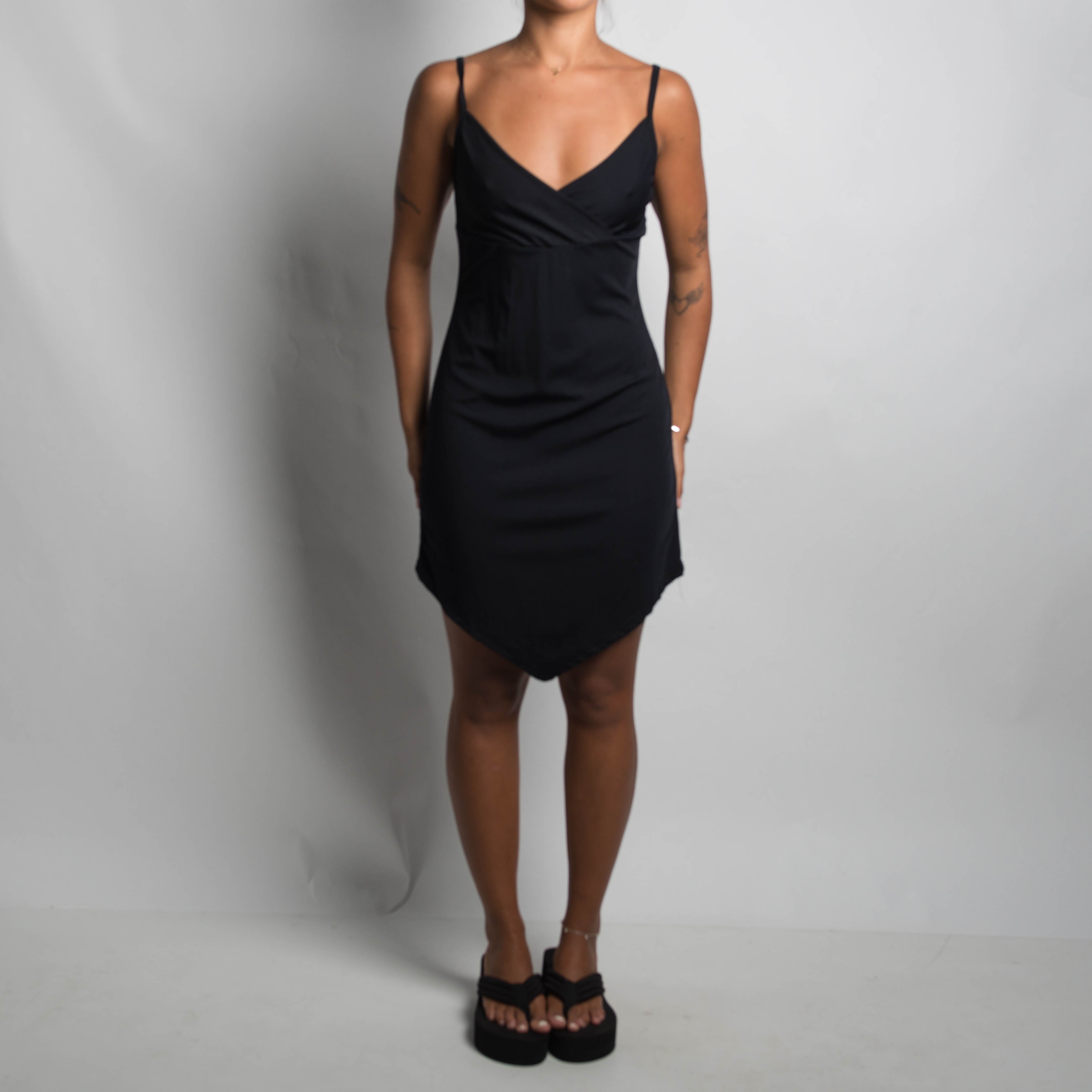 BLACK HANKY HEM DRESS