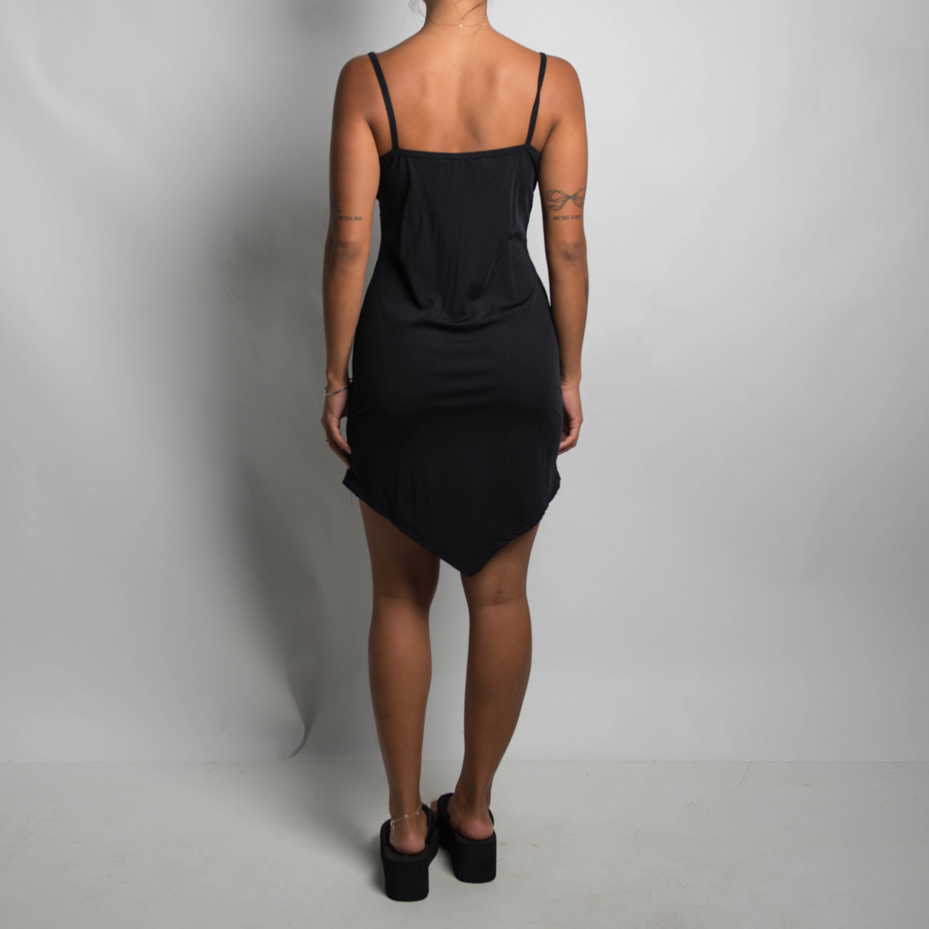 BLACK HANKY HEM DRESS