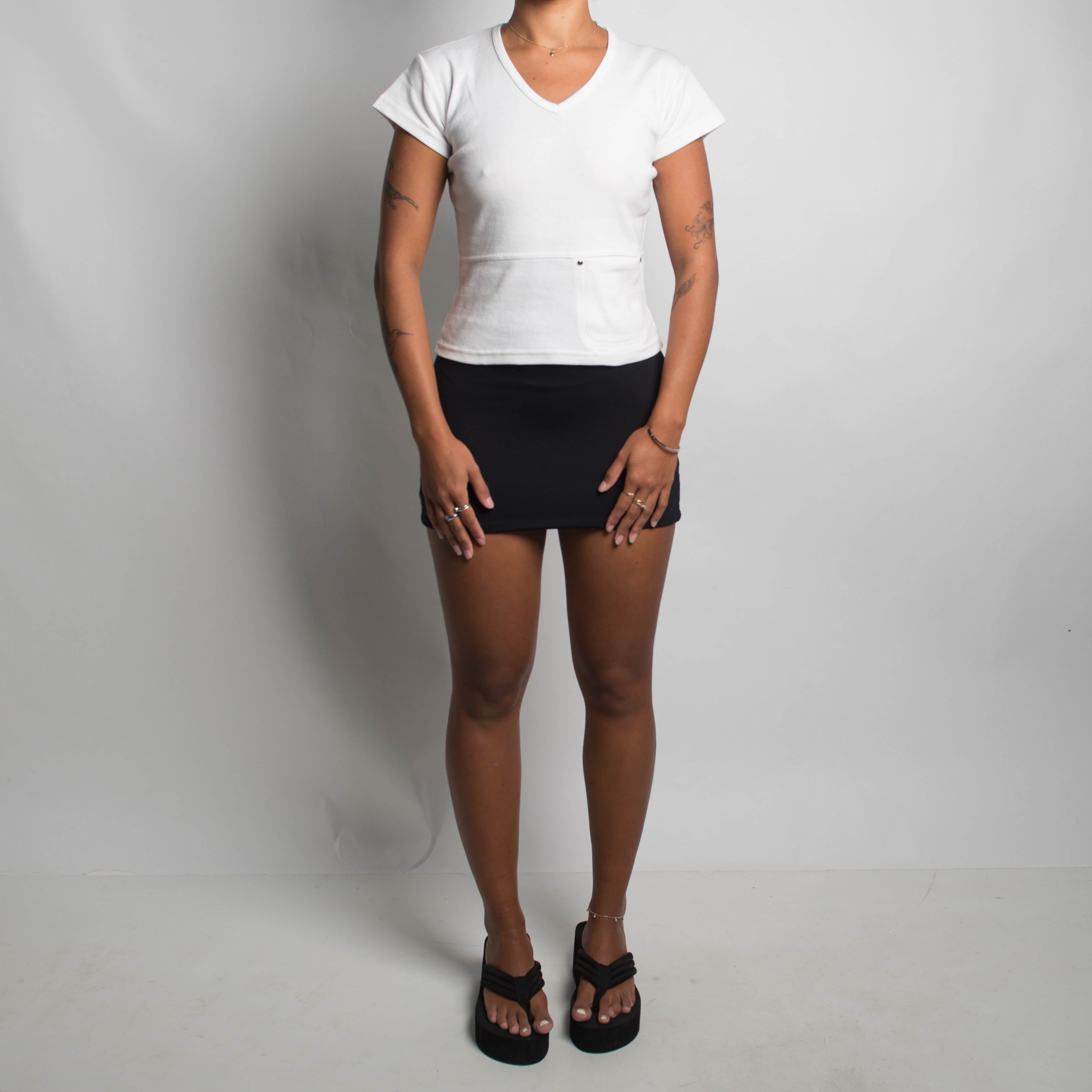 WHITE COTTON POCKET TEE