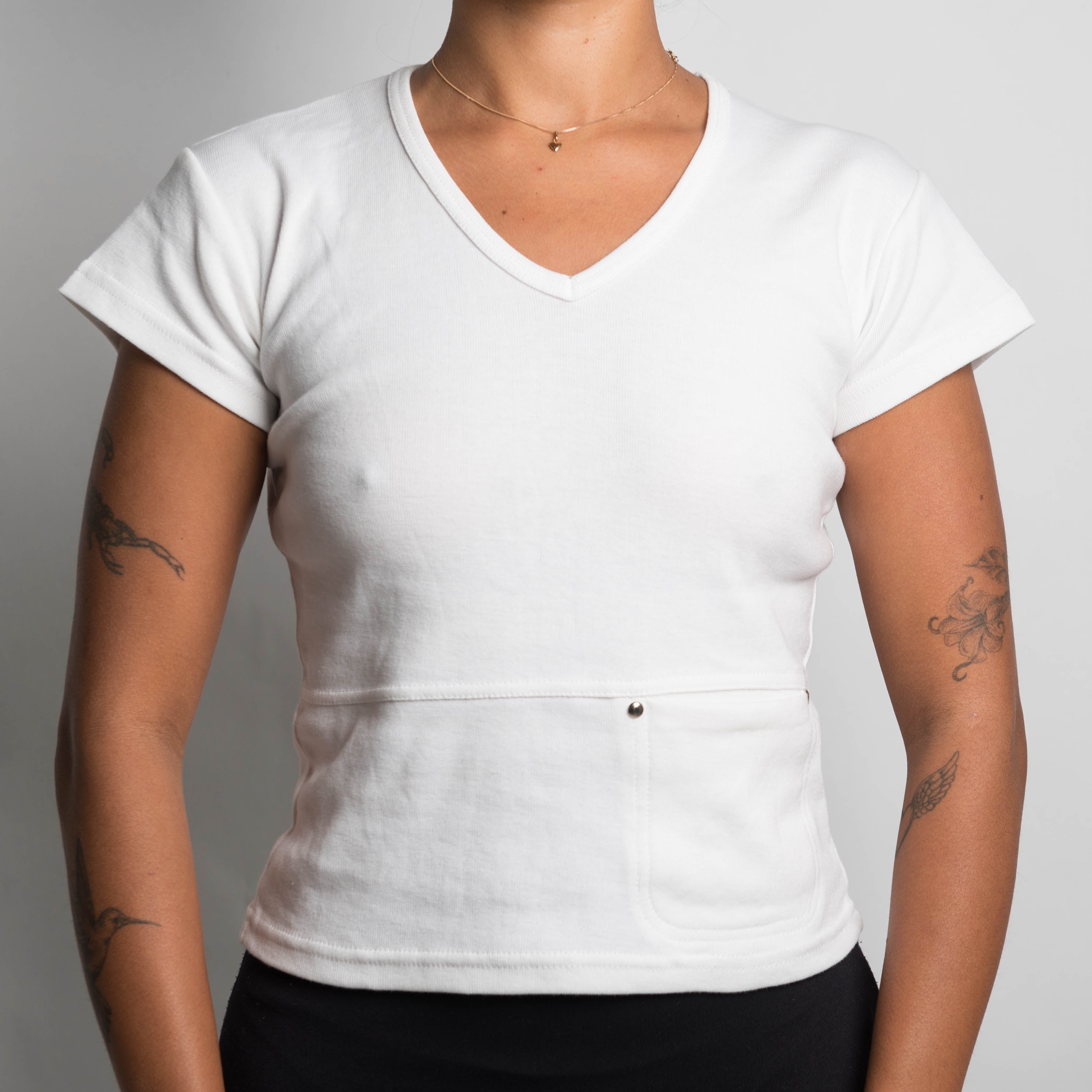 WHITE COTTON POCKET TEE