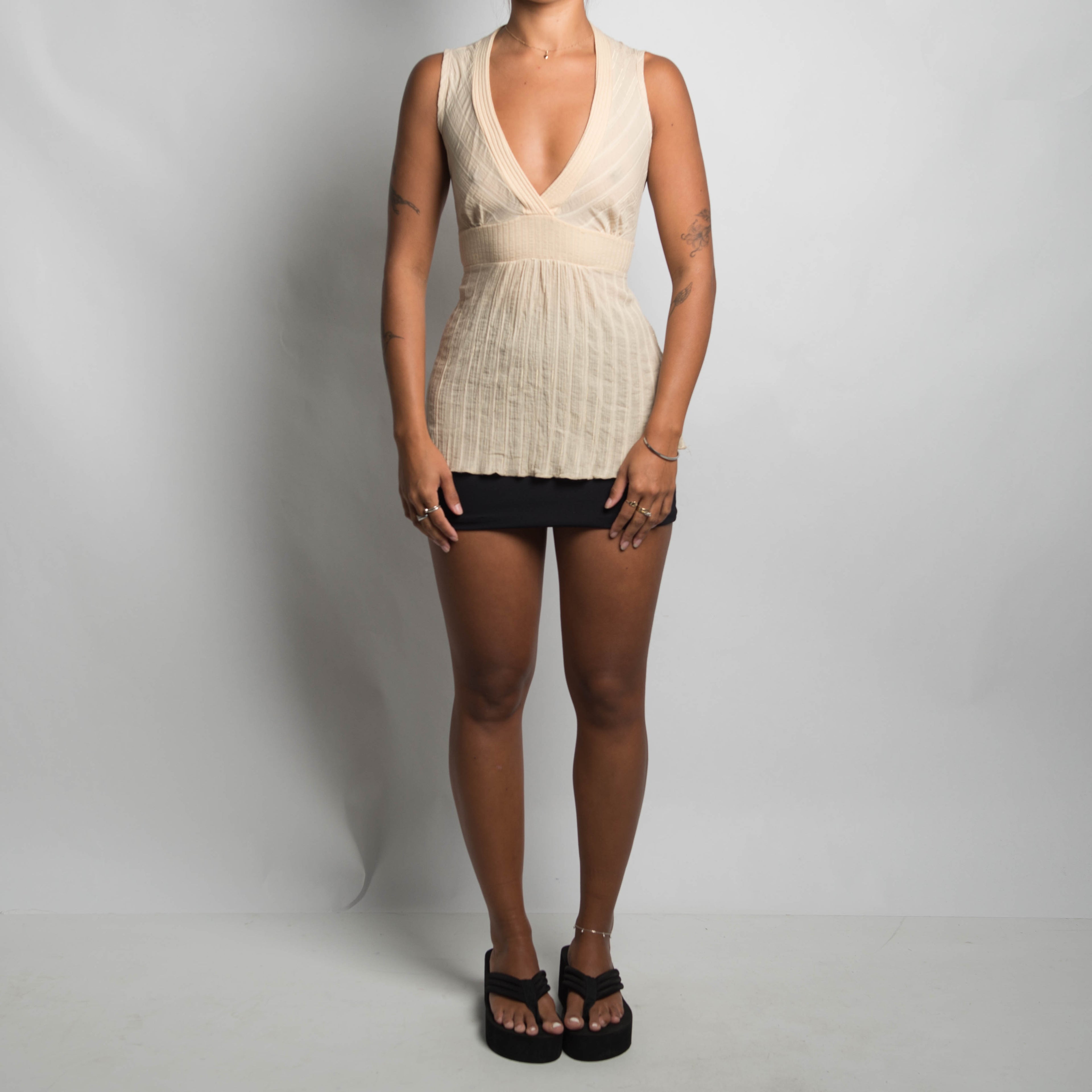 SHEER BEIGE BABYDOLL TOP