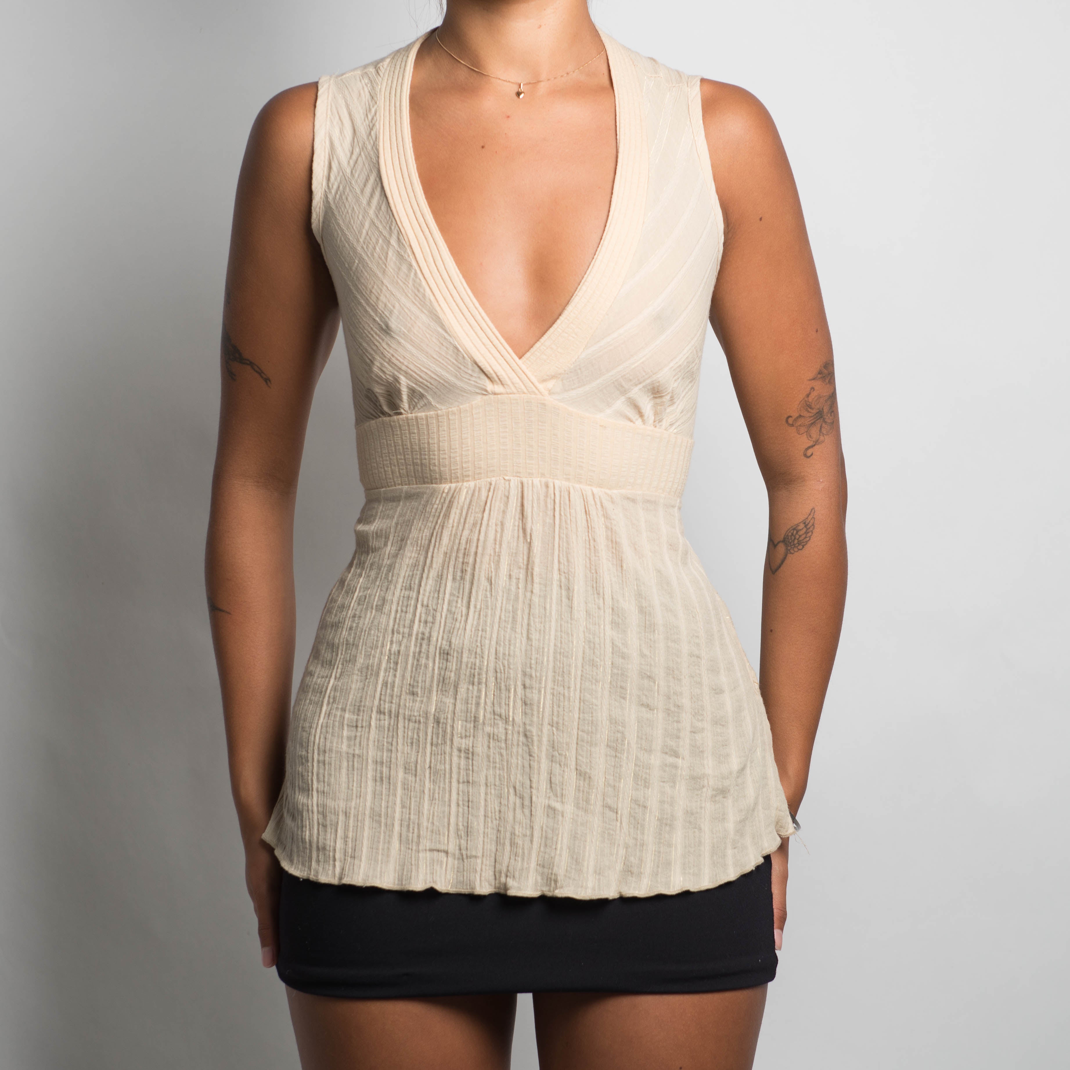 SHEER BEIGE BABYDOLL TOP