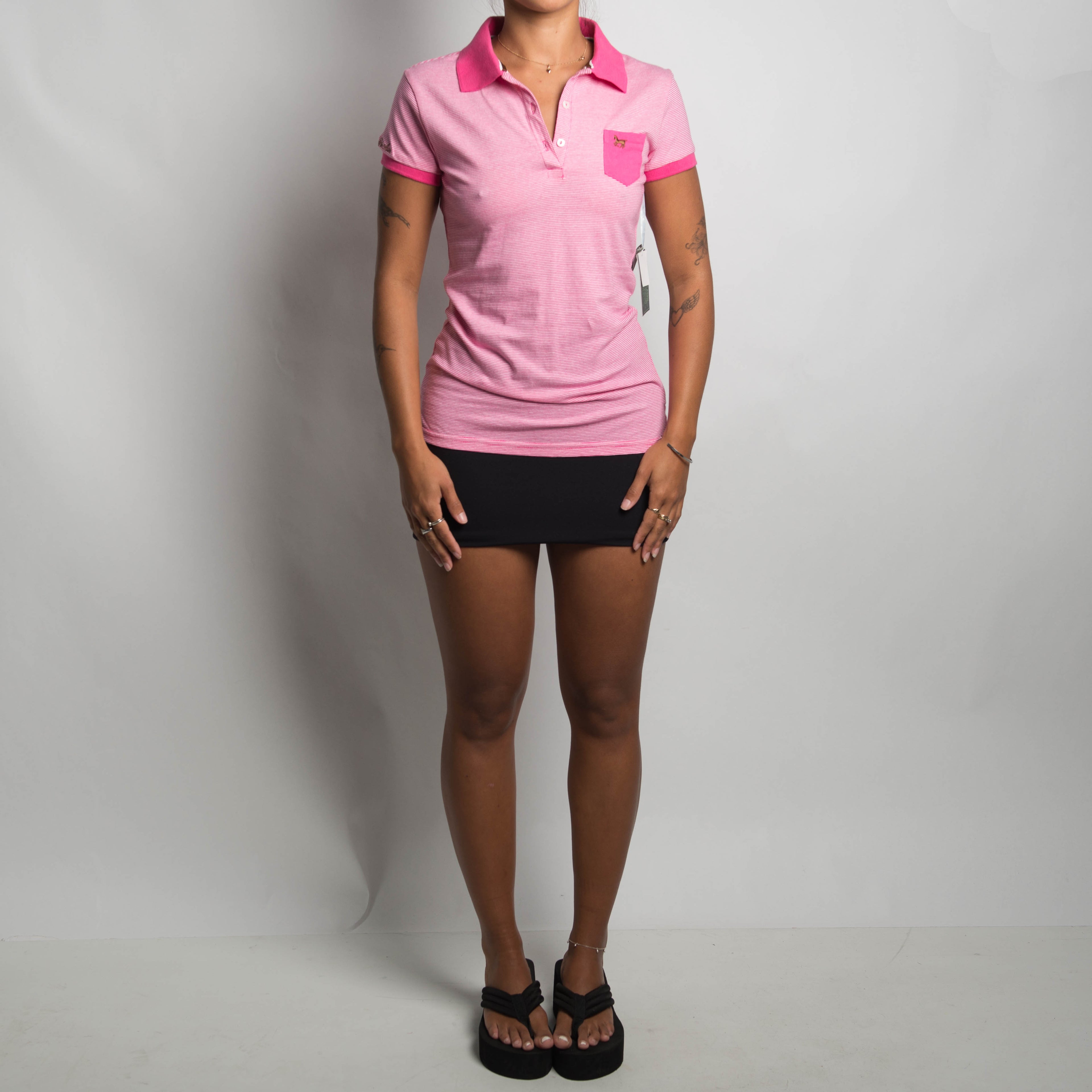 PINK PINSTRIPE POLO SHIRT