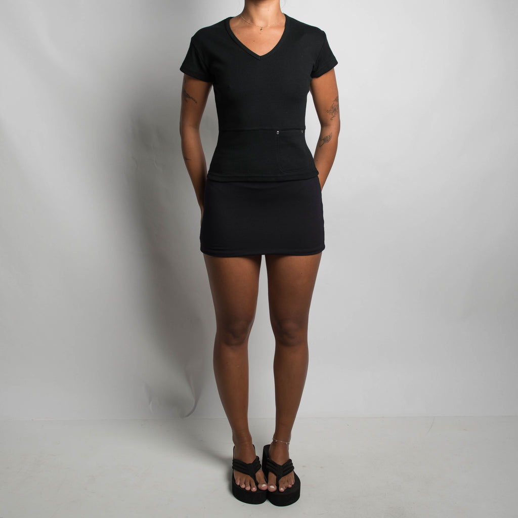 BLACK COTTON POCKET TEE