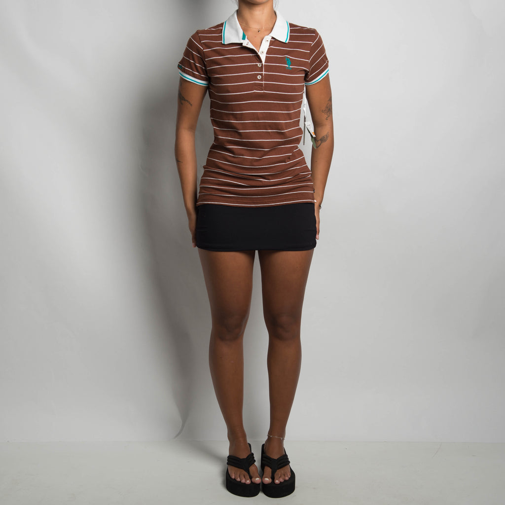 BROWN STRIPE POLO SHIRT