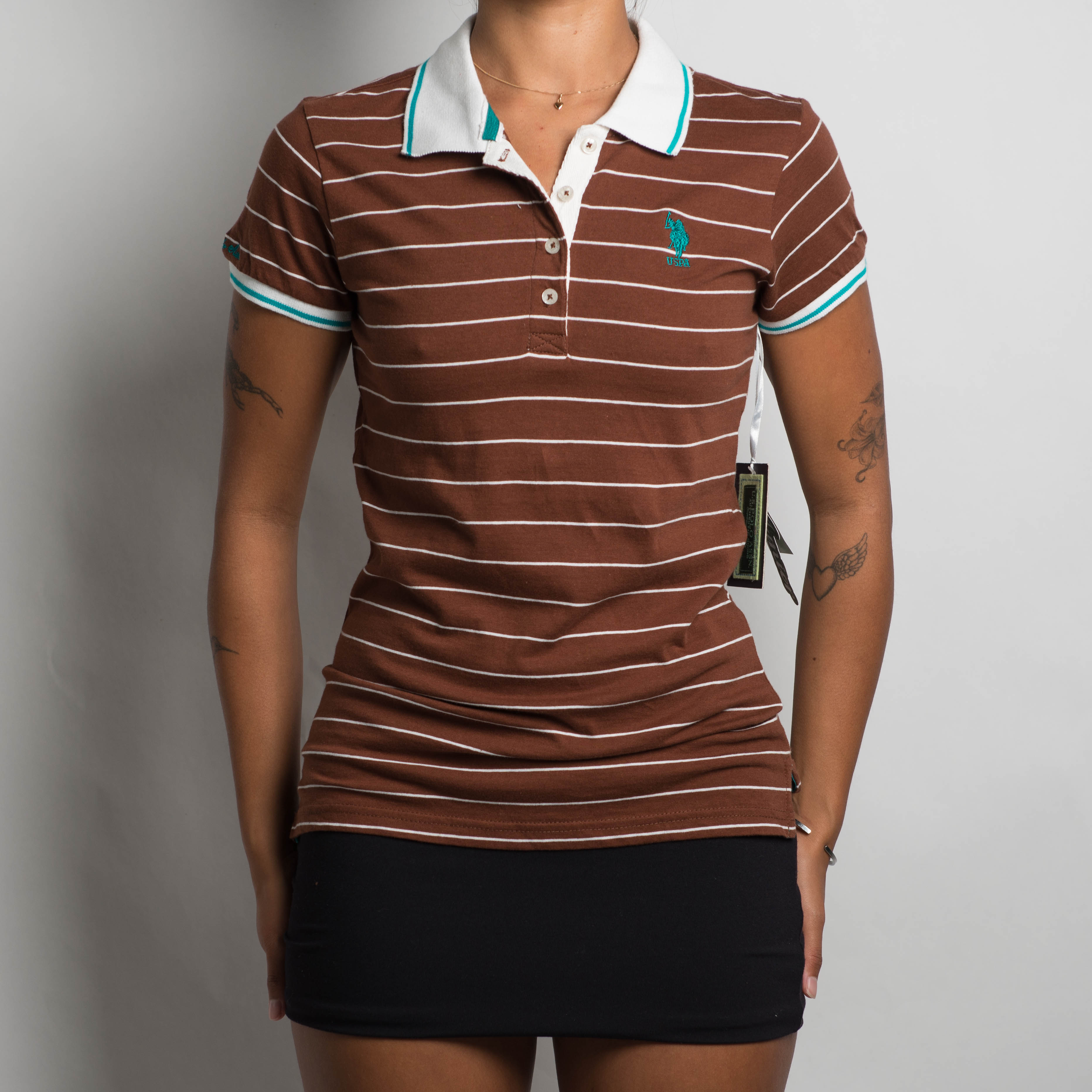 BROWN STRIPE POLO SHIRT