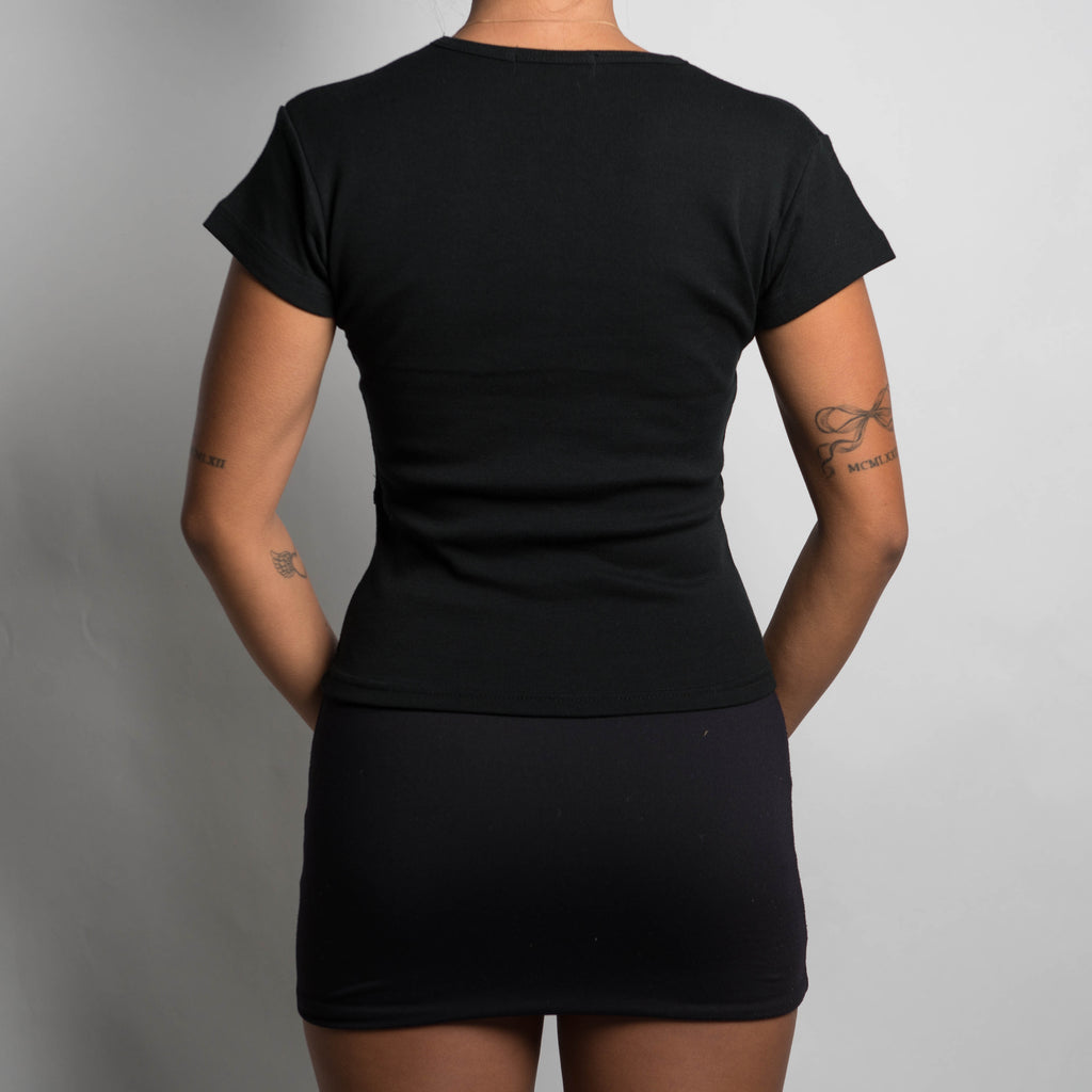 BLACK COTTON POCKET TEE