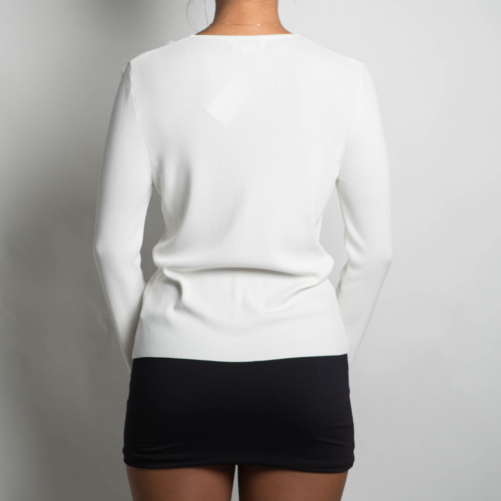 WHITE BUTTON FRONT CARDIGAN