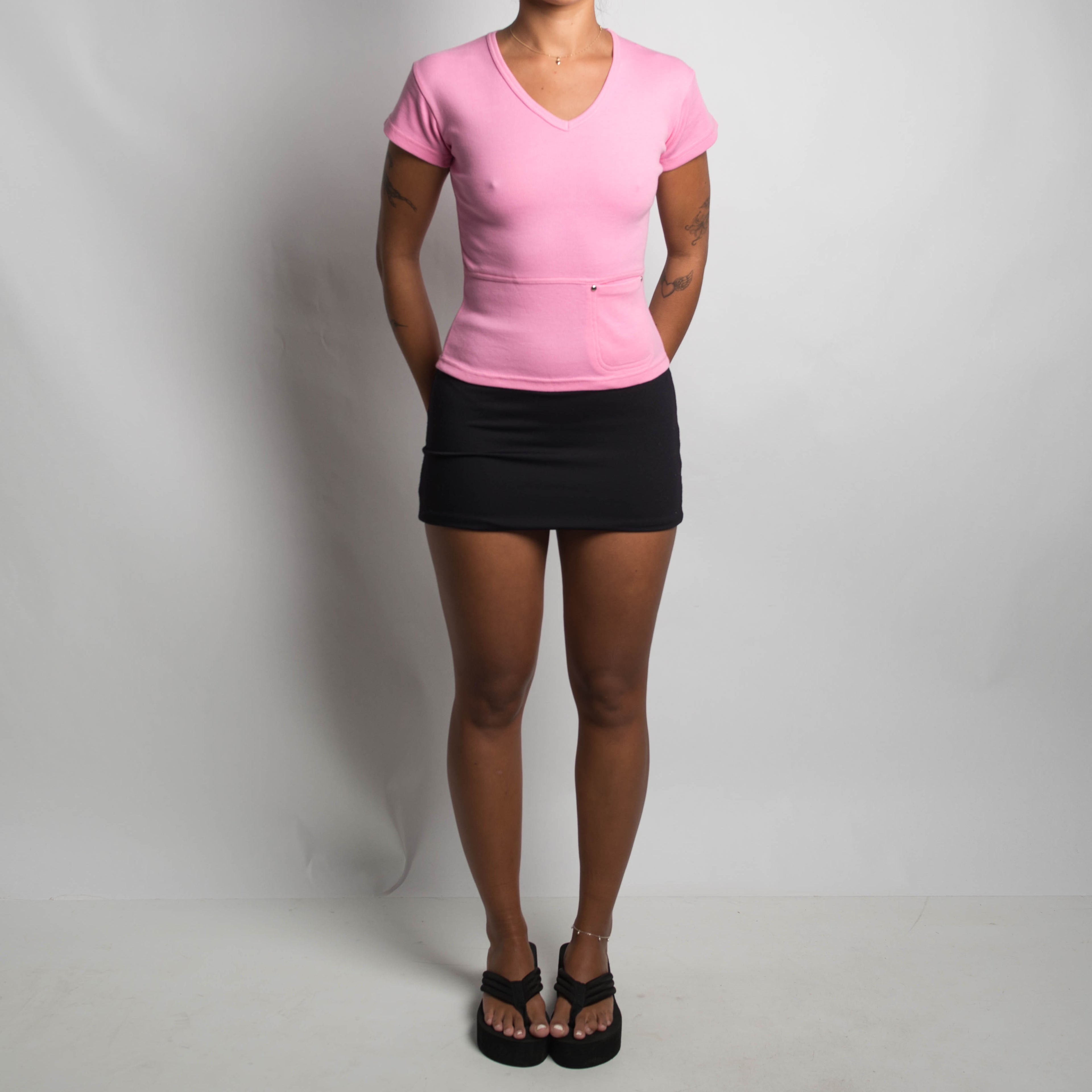 PINK COTTON POCKET TEE