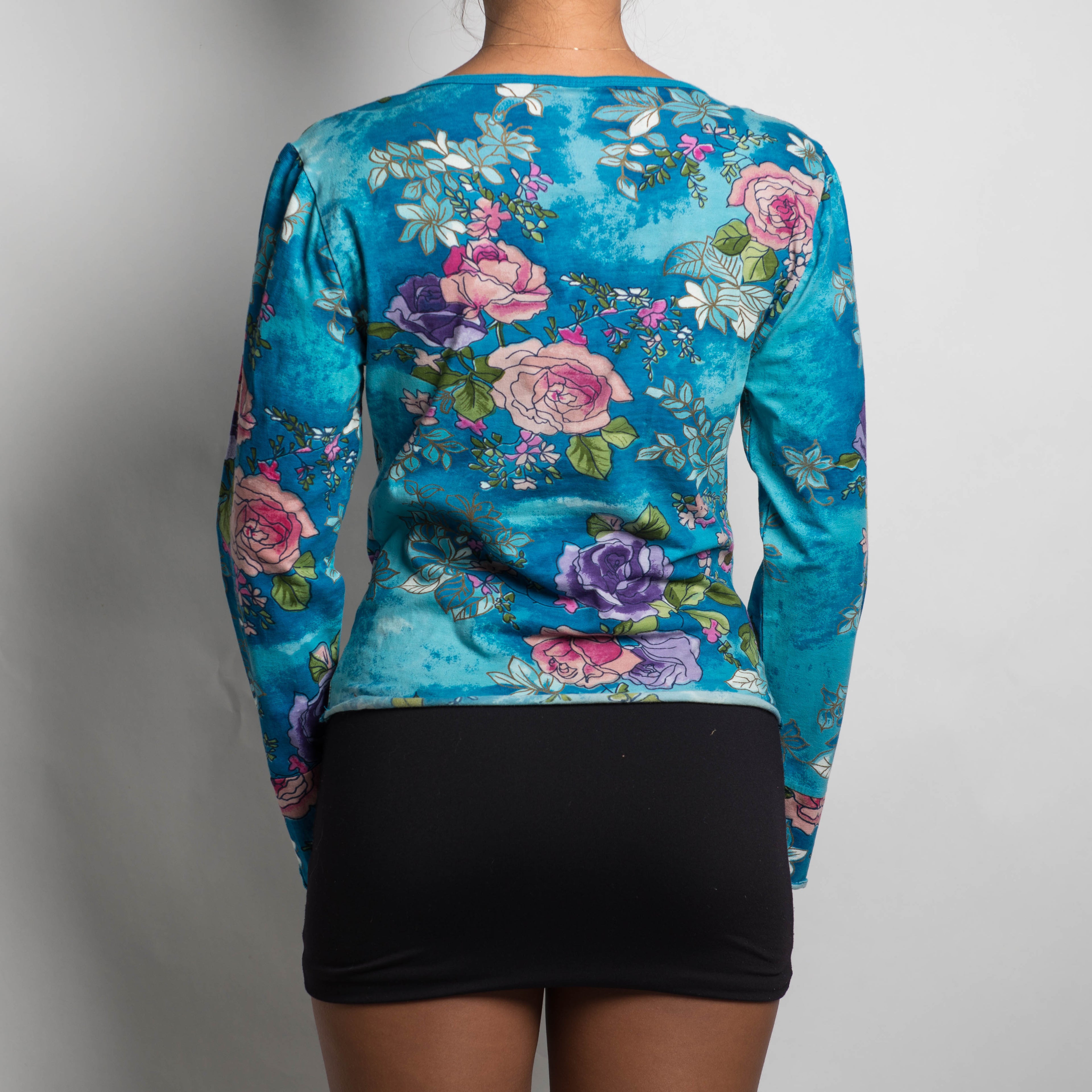 BLUE FLORAL BEADED TOP