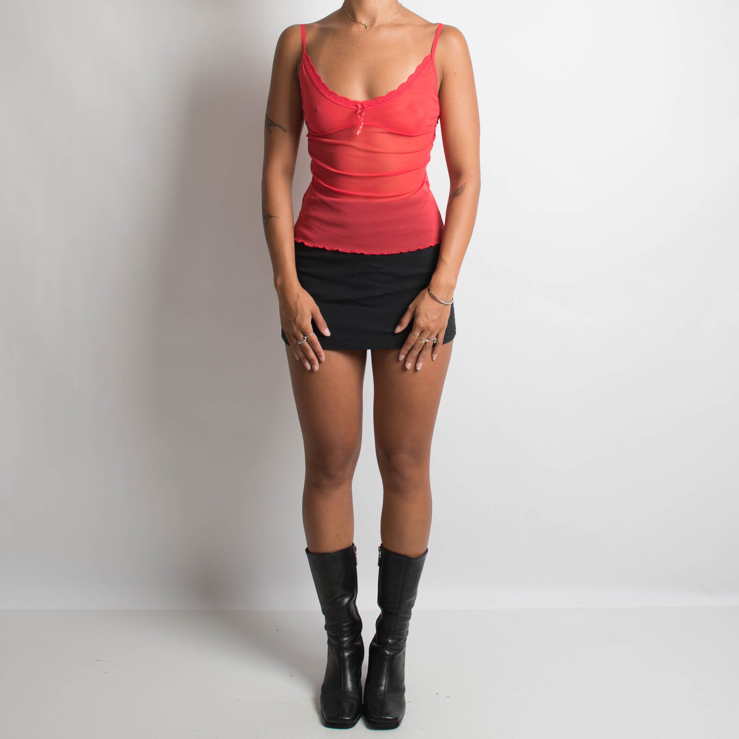 PINK/RED MESH CAMISOLE