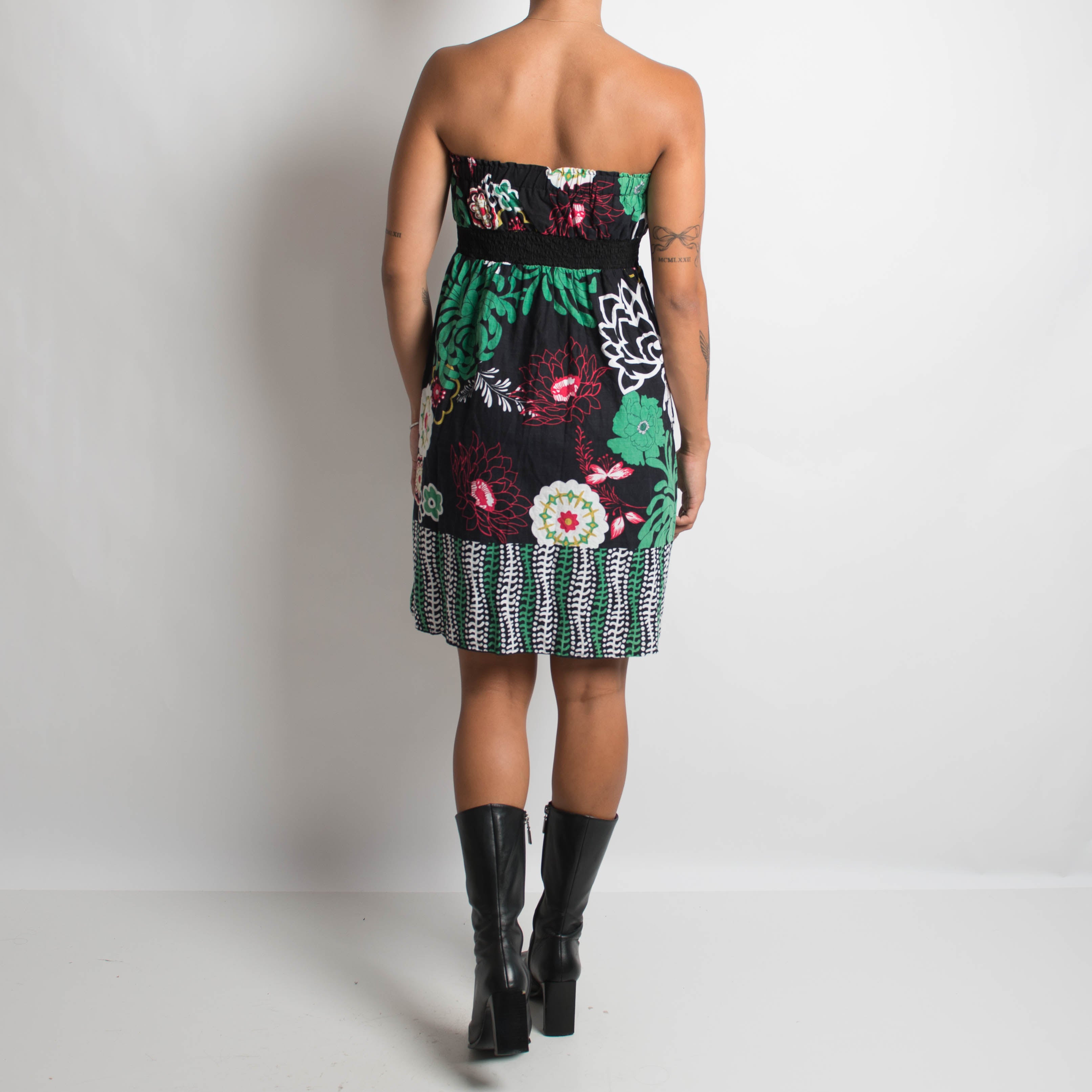 STRAPLESS FLORAL DRESS