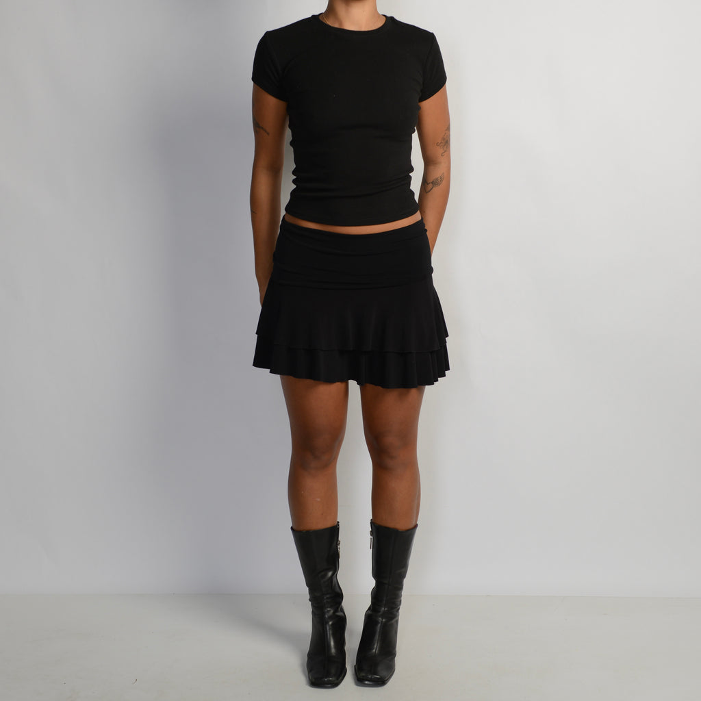 BLACK TIERED MINI SKIRT