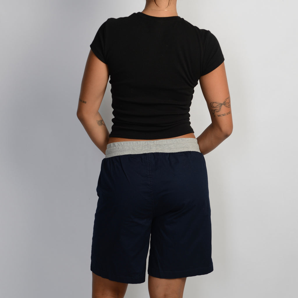 NAVY LONGLINE CARGO SHORTS
