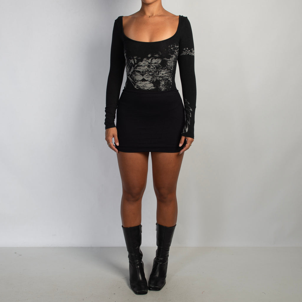 BLACK GRAPHIC BODYSUIT