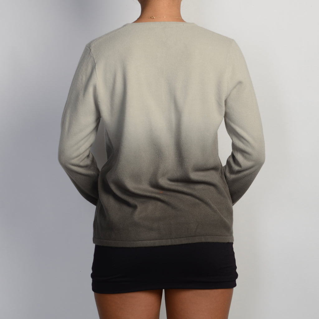 GREY OMBRE FLORAL CARDIGAN