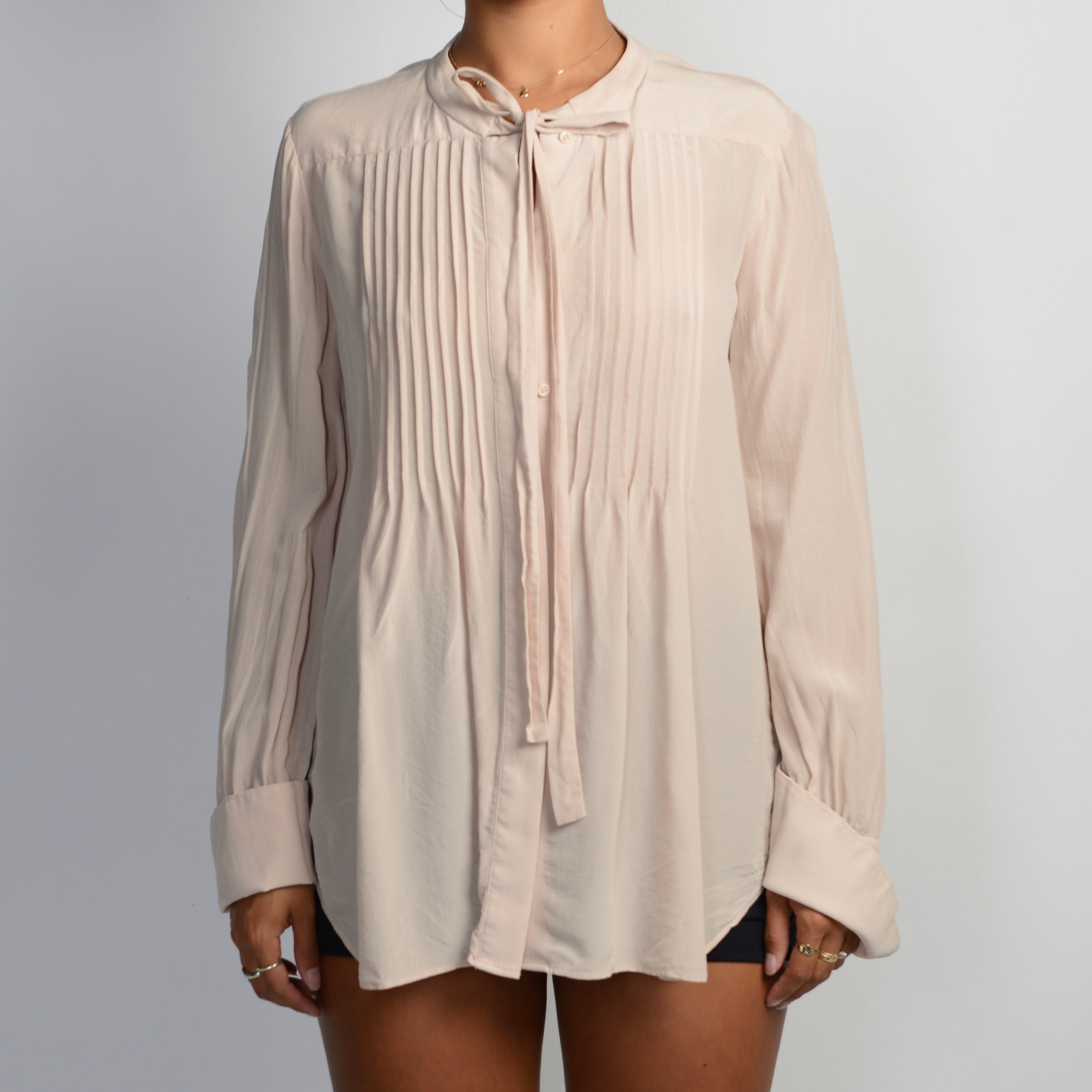 NUDE SILK BLOUSE
