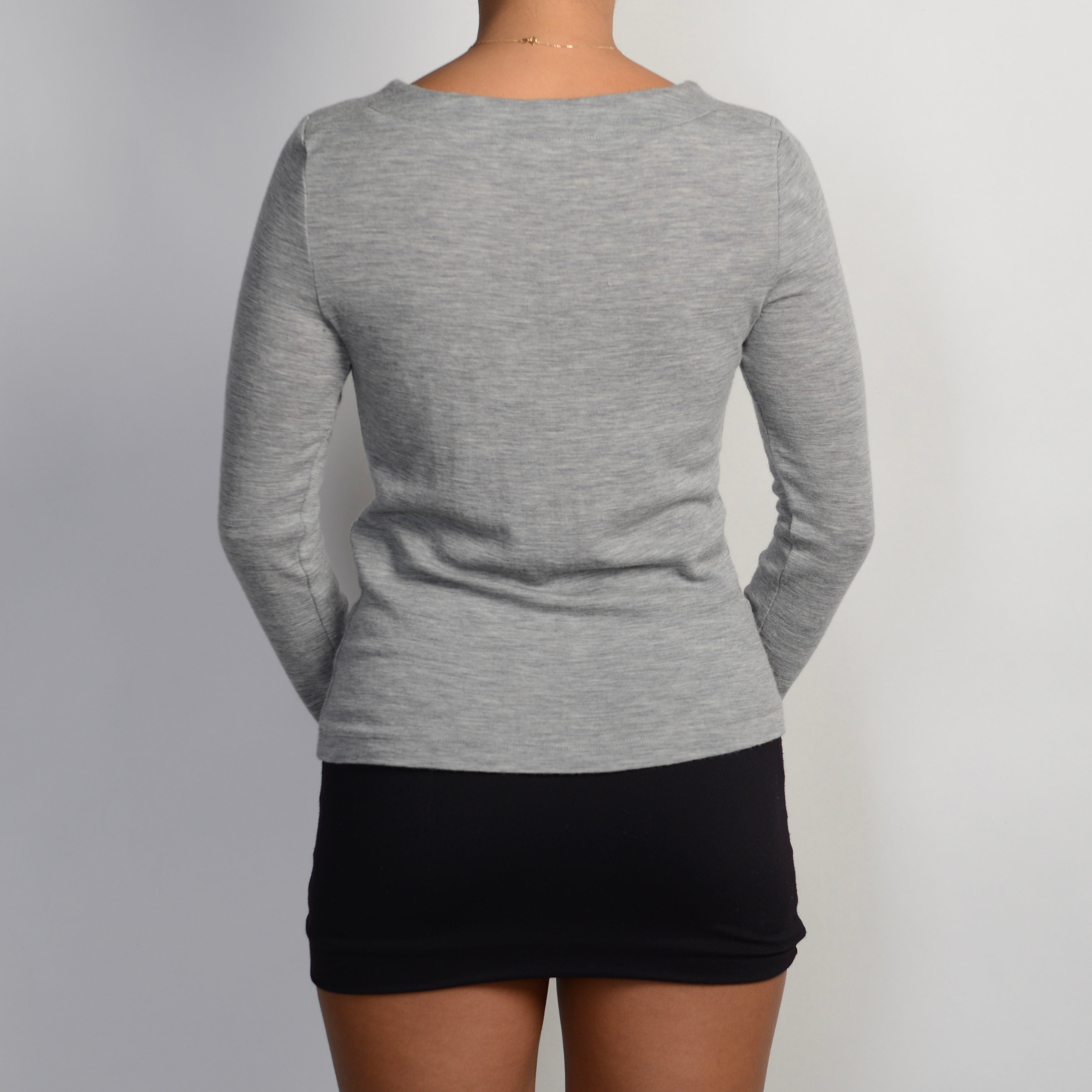 GREY WOOL LONG SLEEVE TOP