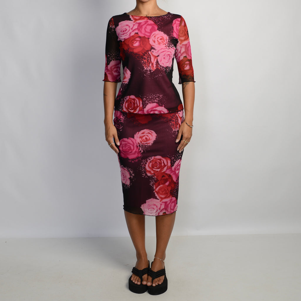 PINK FLORAL MESH SET